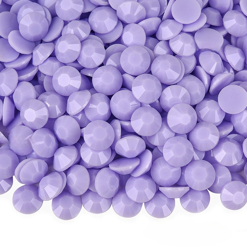 MajorCrafts Opaque Pastel Light Purple Jelly Flat Back Round 14 Facets Resin Rhinestones C207