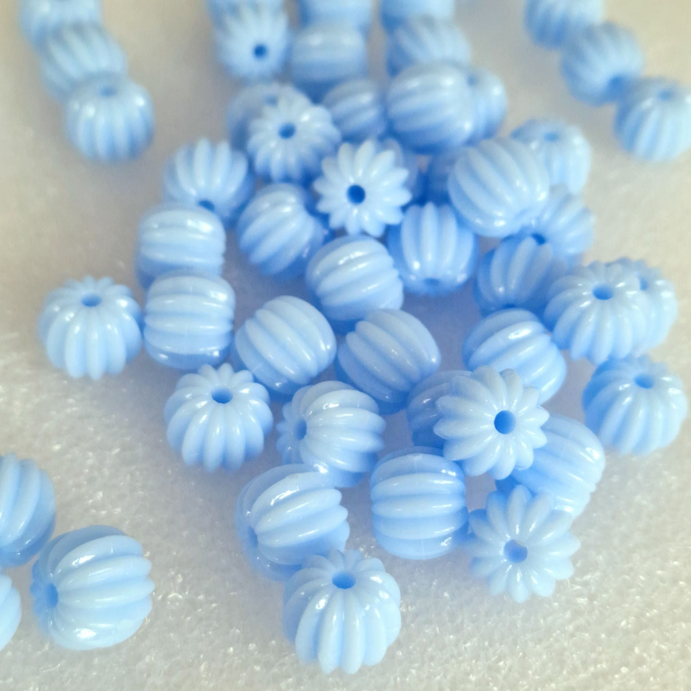 MajorCrafts 48pcs 10mm Pastel Blue Round Pumpkin Resin Beads