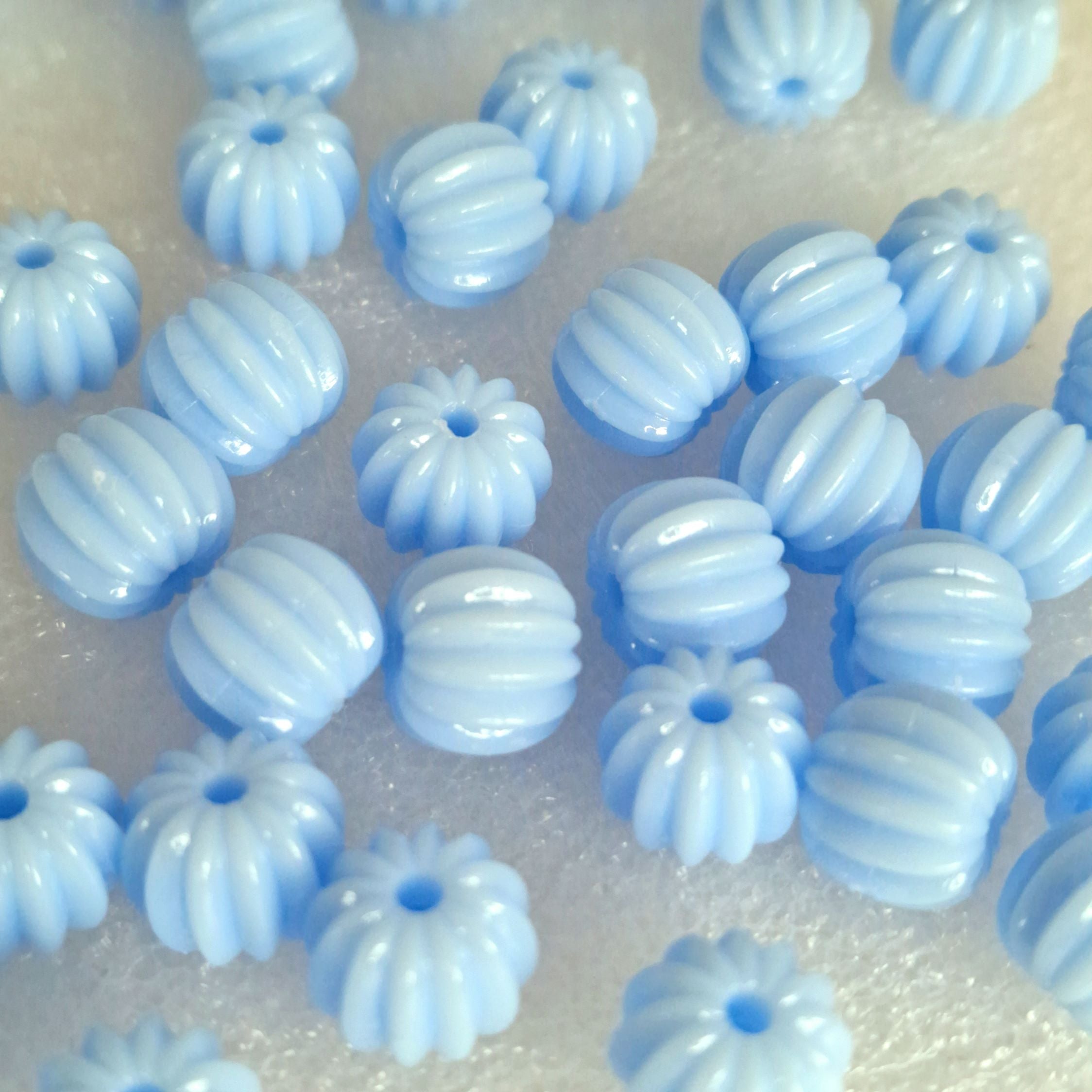 MajorCrafts 48pcs 10mm Pastel Blue Round Pumpkin Resin Beads