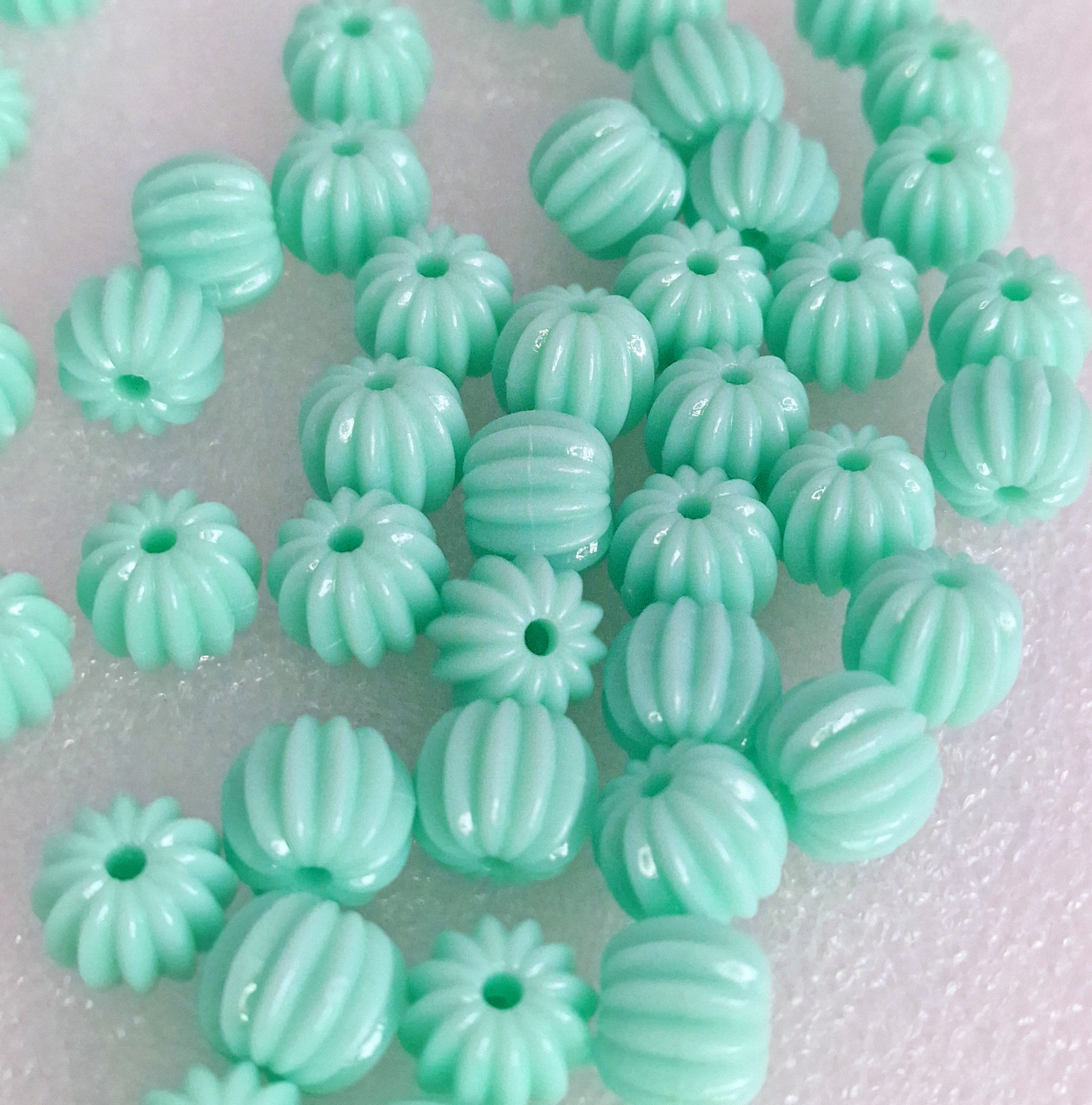 MajorCrafts 48pcs 10mm Pastel Blue Green Round Pumpkin Resin Beads