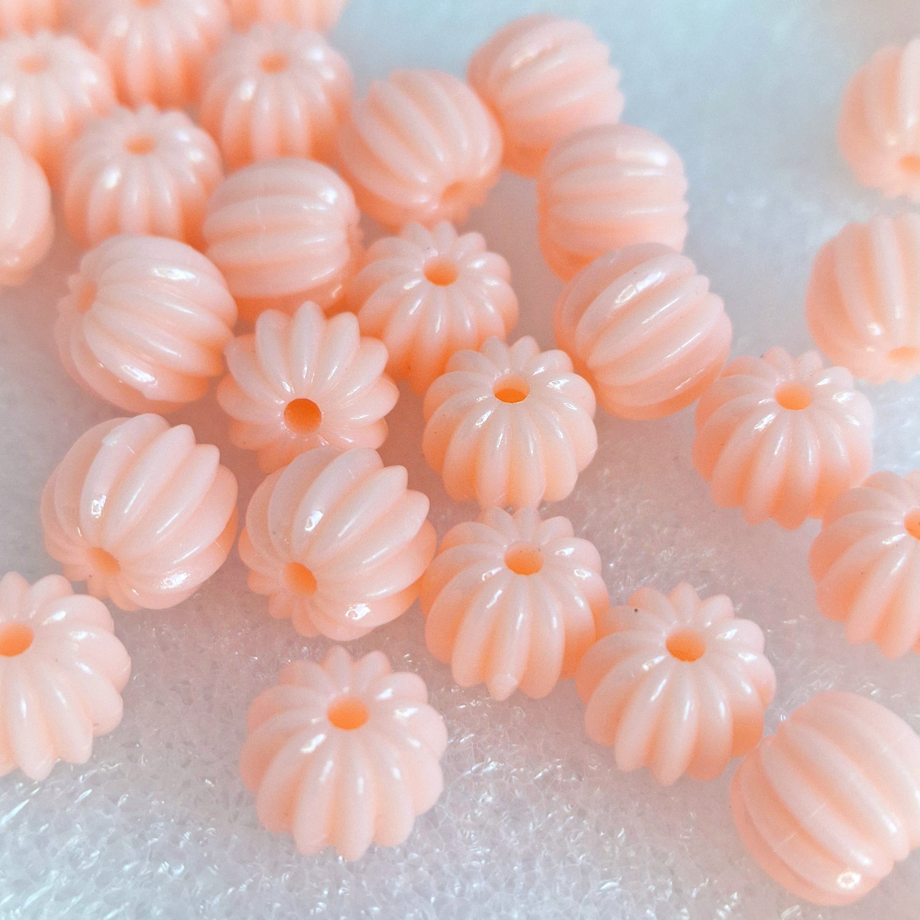 MajorCrafts 48pcs 10mm Pastel Peach Round Pumpkin Resin Beads