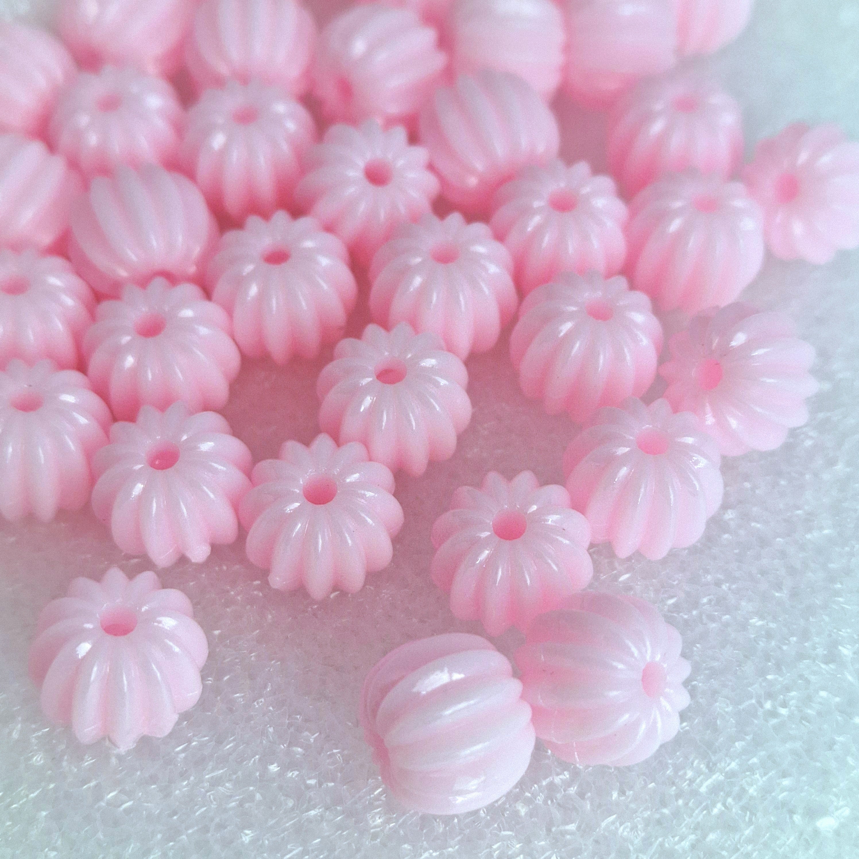MajorCrafts 48pcs 10mm Pastel Pink Round Pumpkin Resin Beads