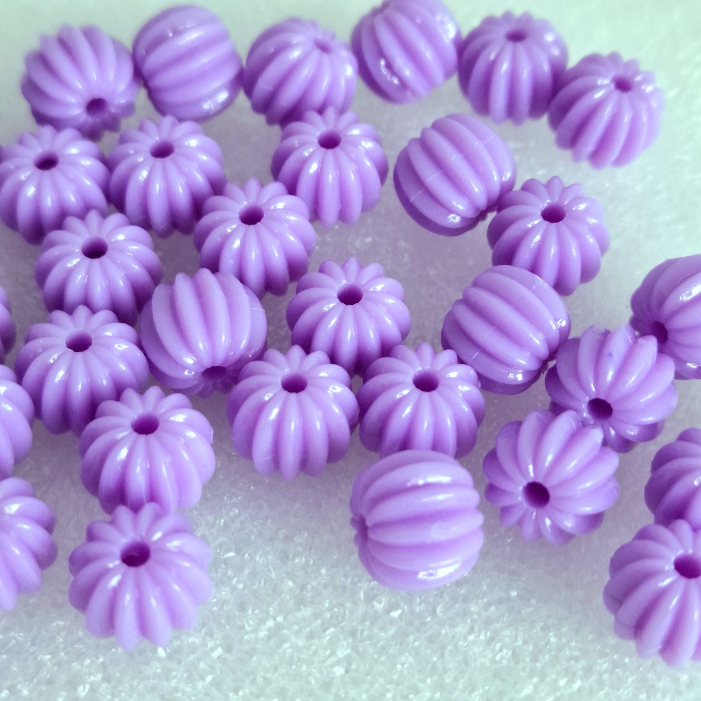 MajorCrafts 48pcs 10mm Pastel Purple Round Pumpkin Resin Beads