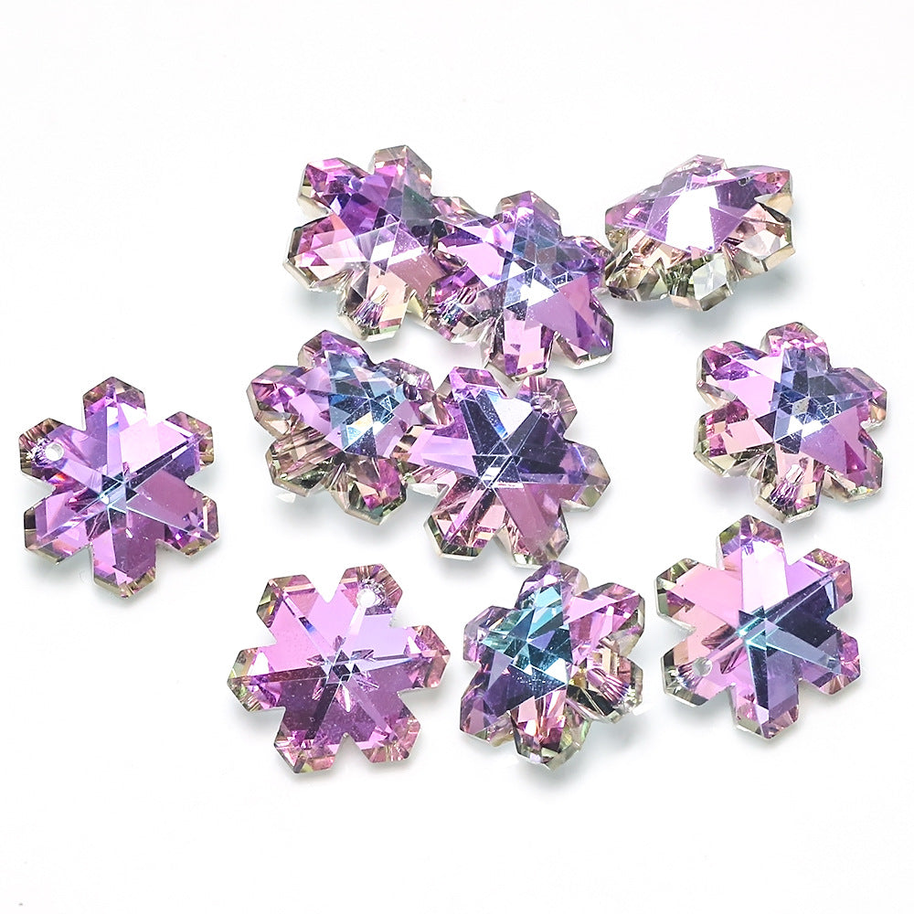 MajorCrafts 4pcs 20mm Pink Blue Snowflake Glass Pendant Charm Beads