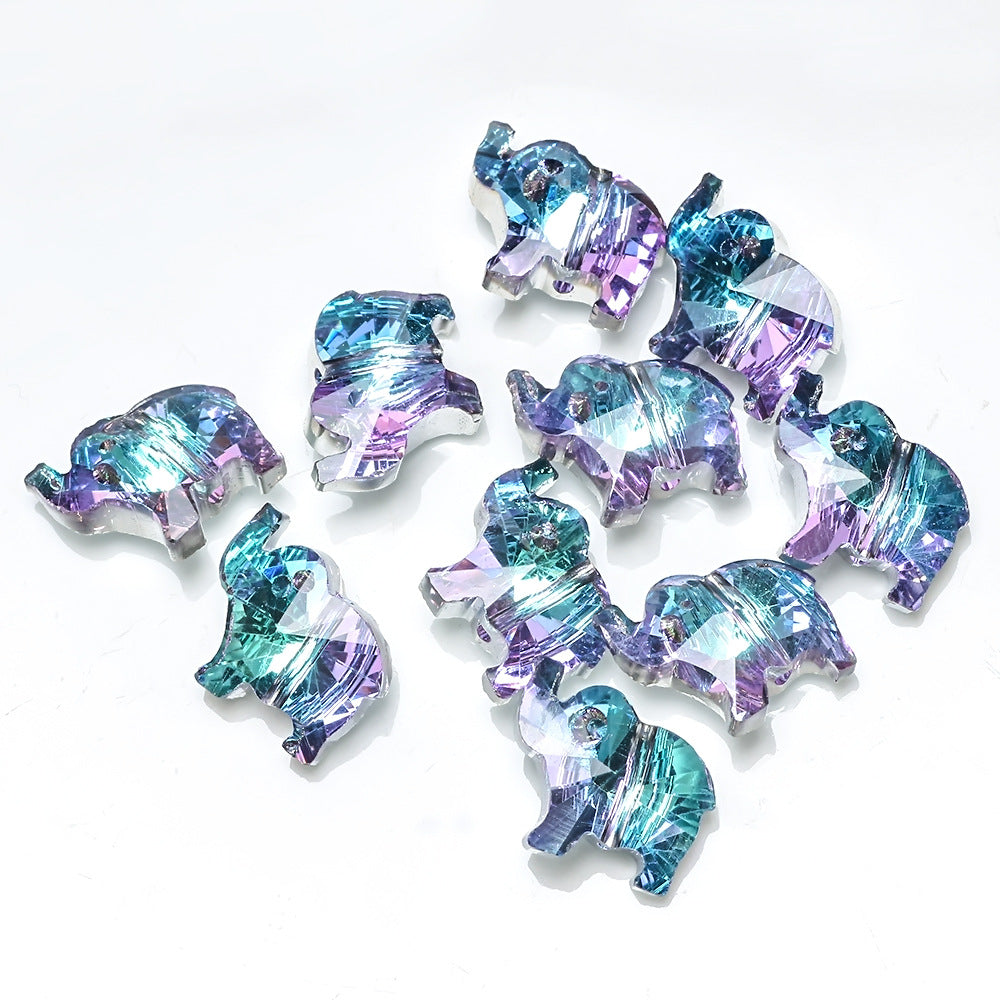 MajorCrafts 8pcs 15mm Pink Blue Elephant Glass Pendant Charm Beads