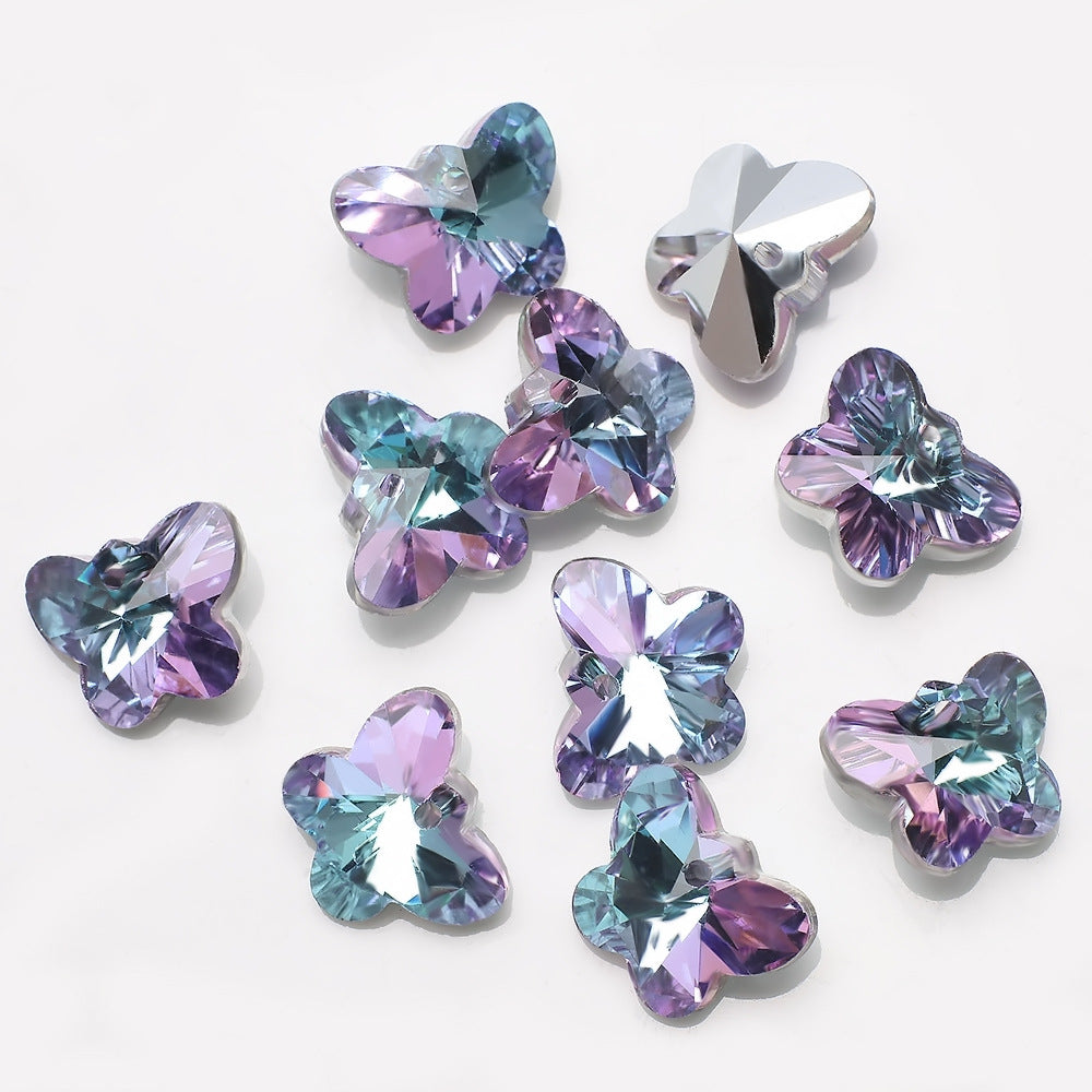 MajorCrafts 10pcs 14mm Pink Purple Butterfly Glass Pendant Charm Beads