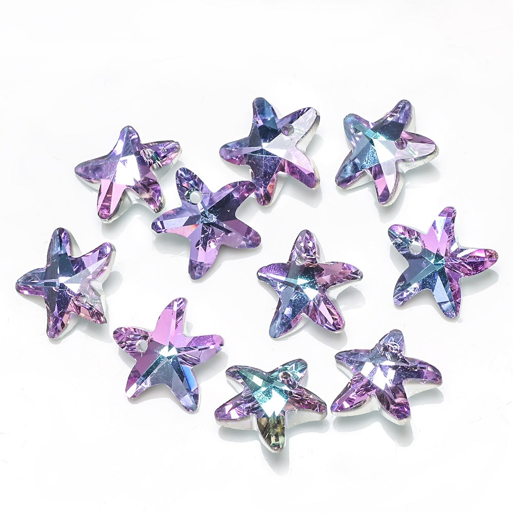MajorCrafts 10pcs 14mm Pink Purple Starfish Glass Pendant Charm Beads