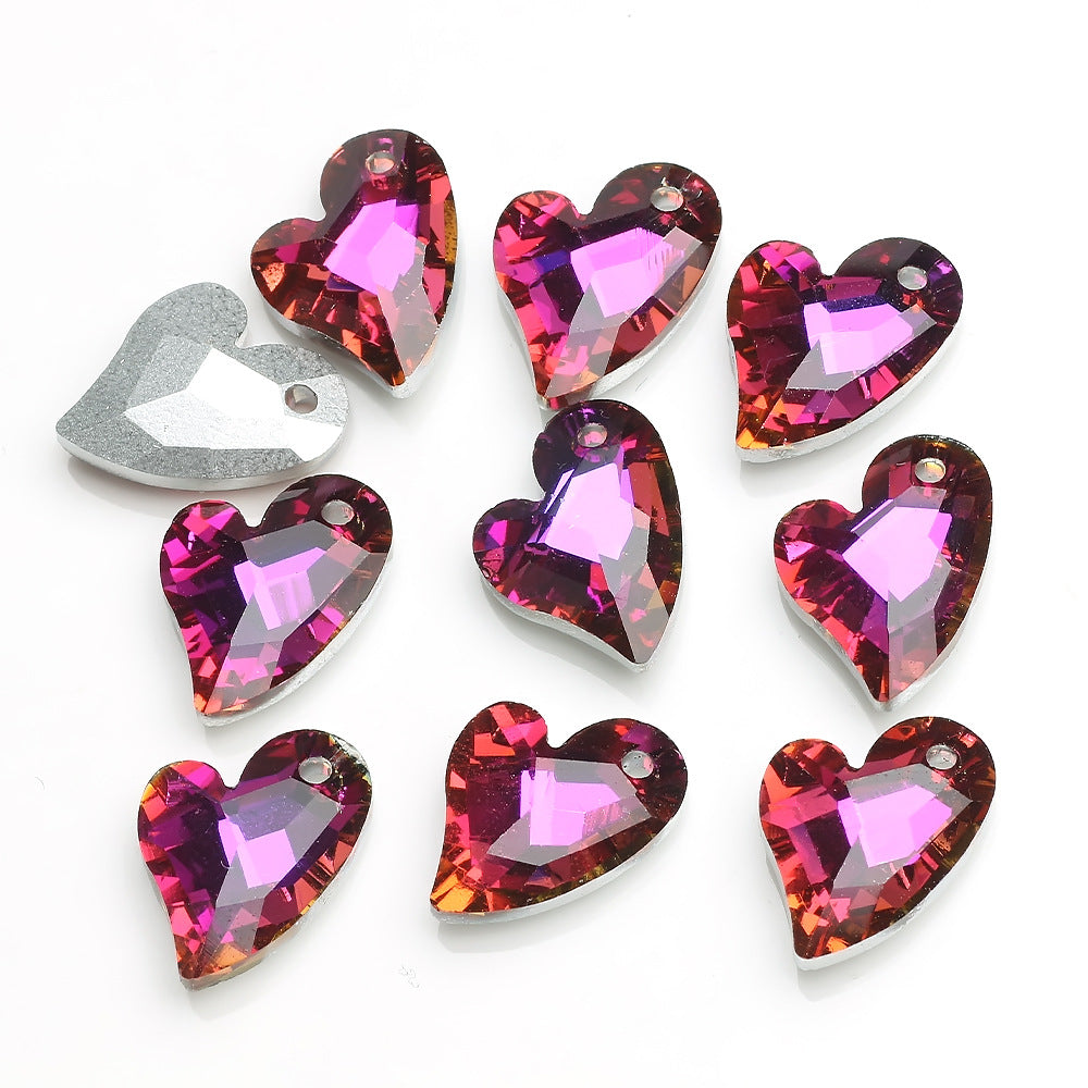 MajorCrafts 8pcs 17mm Purple Gold Swirly Heart Glass Pendant Charm Beads