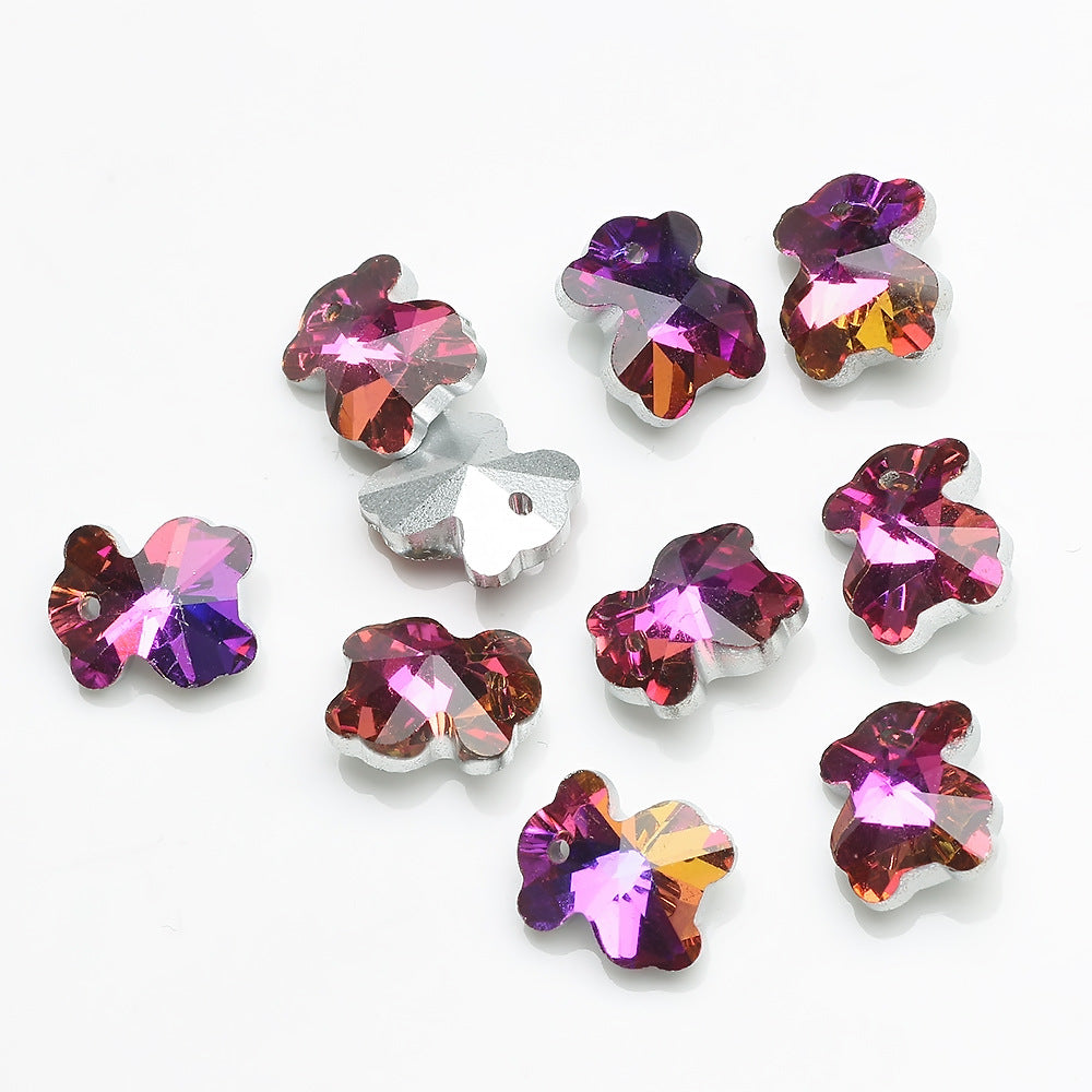 MajorCrafts 10pcs 14mm Purple Gold Bear Glass Pendant Charm Beads