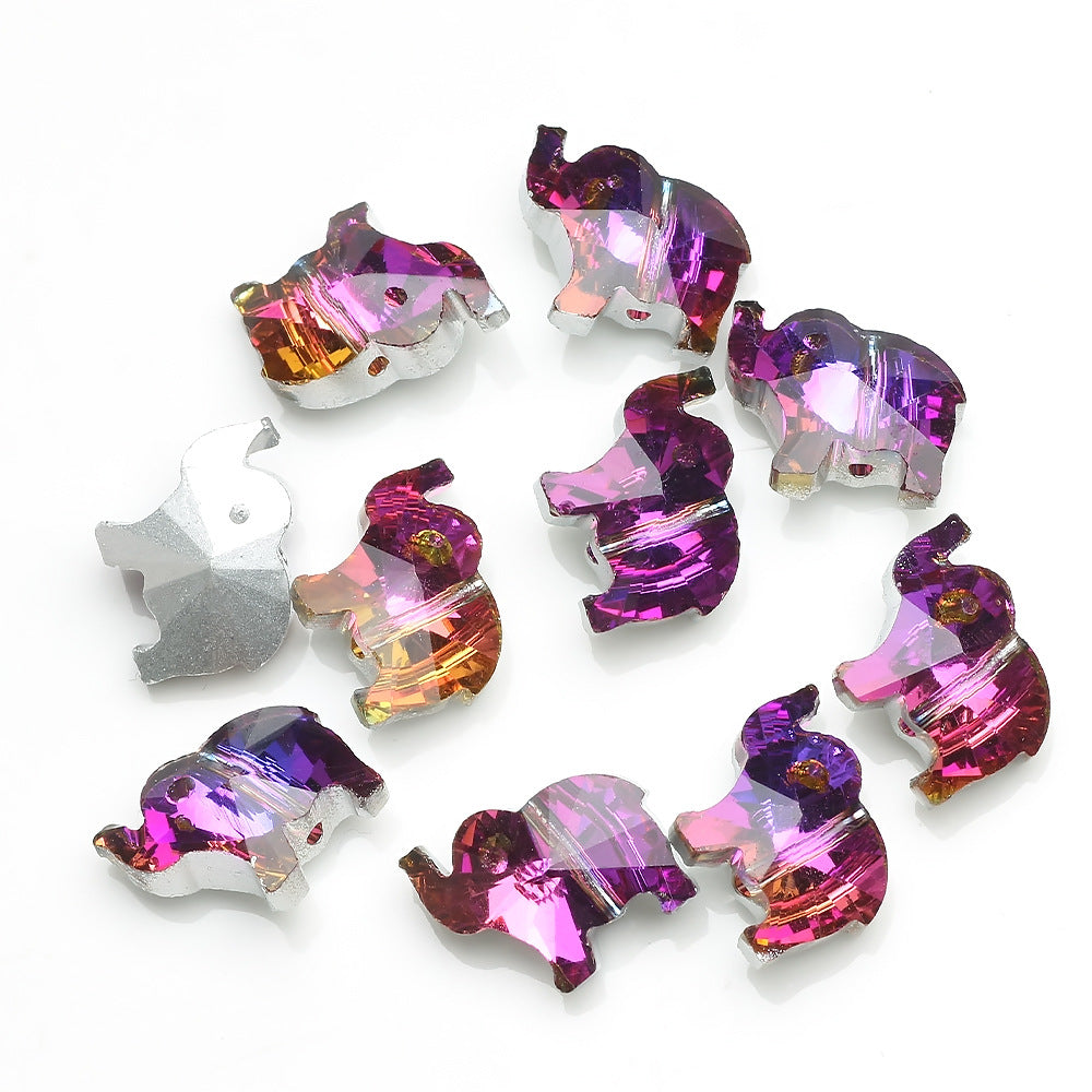 MajorCrafts 8pcs 15mm Purple Gold Elephant Glass Pendant Charm Beads