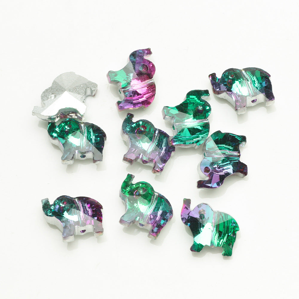 MajorCrafts 8pcs 15mm Purple Green Elephant Glass Pendant Charm Beads
