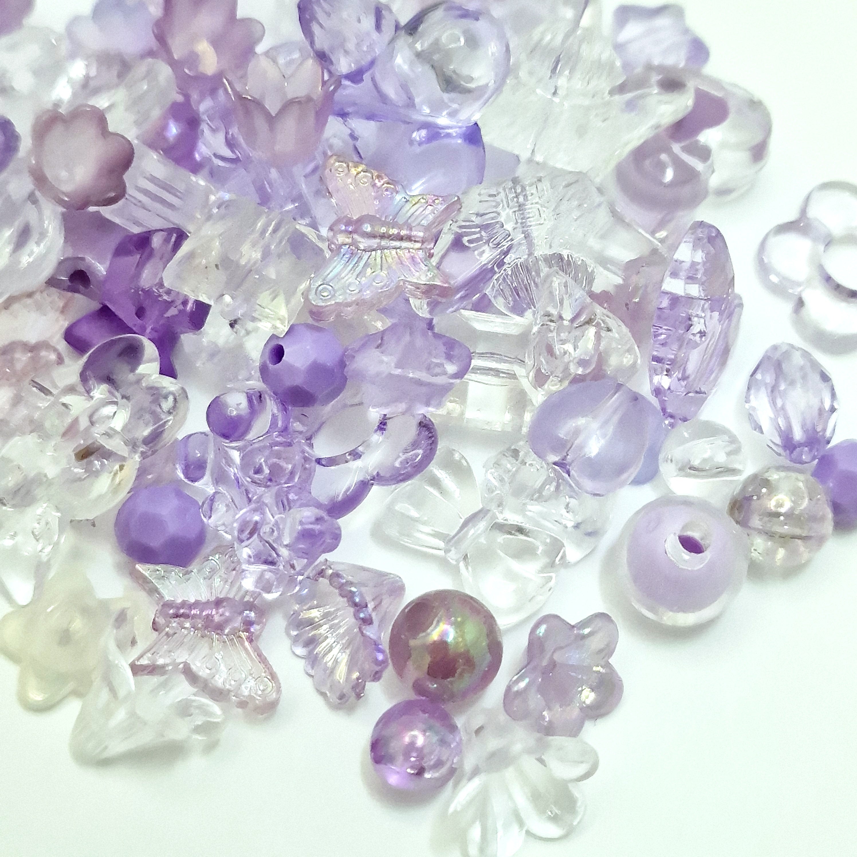 MajorCrafts 50g Purple Theme Mixed Shapes & Sizes Acrylic Beads