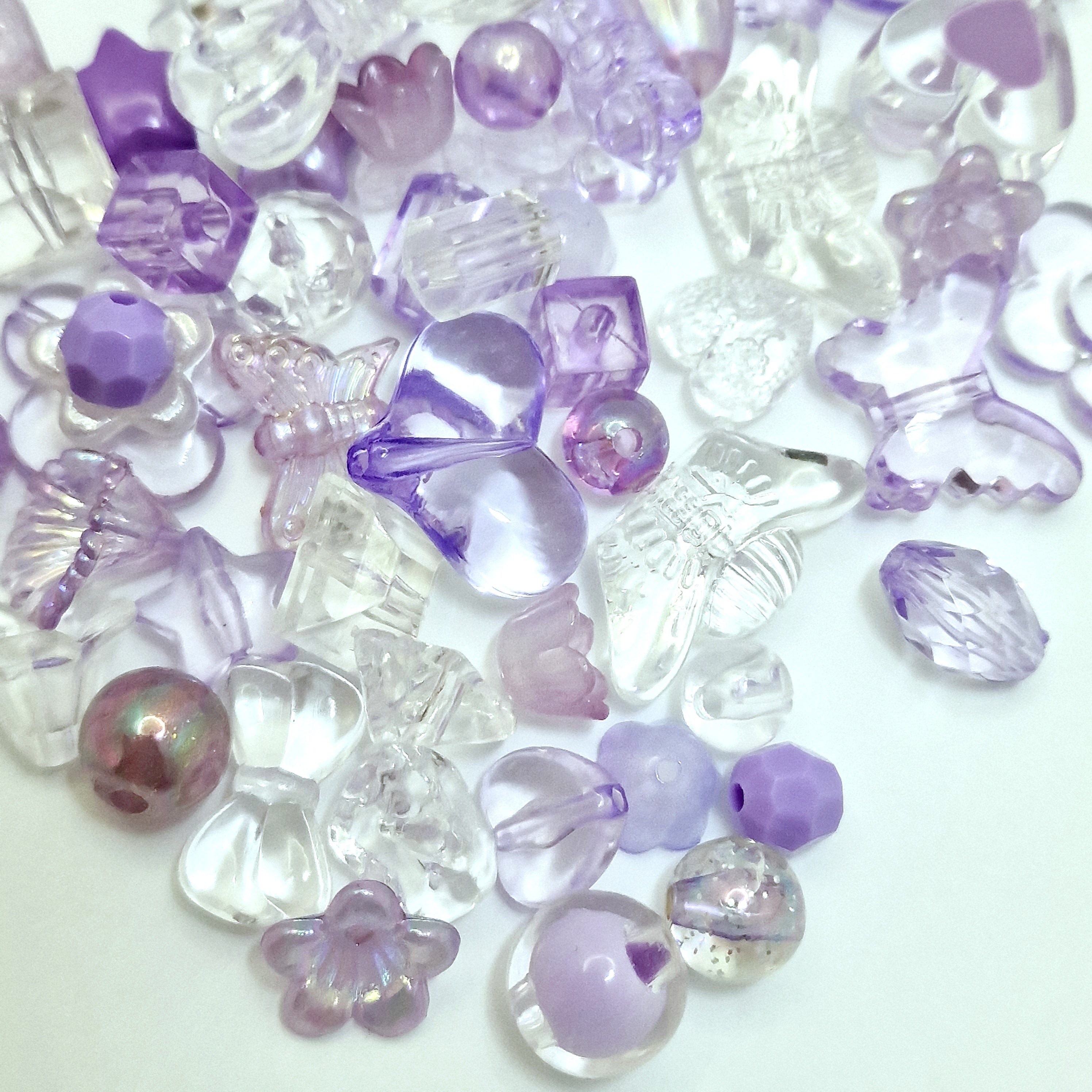 MajorCrafts 50g Purple Theme Mixed Shapes & Sizes Acrylic Beads