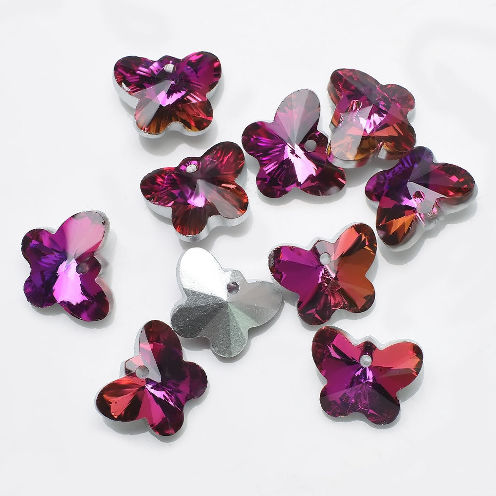 MajorCrafts 10pcs 14mm Purple Butterfly Glass Pendant Charm Beads