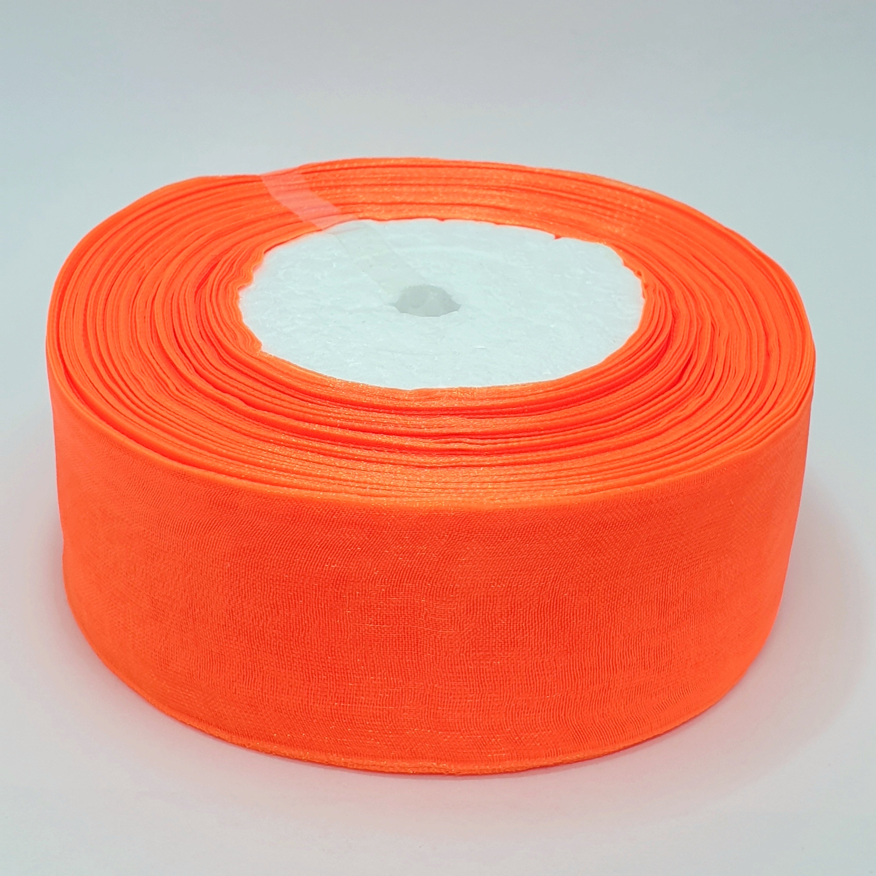 MajorCrafts 40mm 45metres Bright Orange Sheer Organza Fabric Ribbon Roll R1023