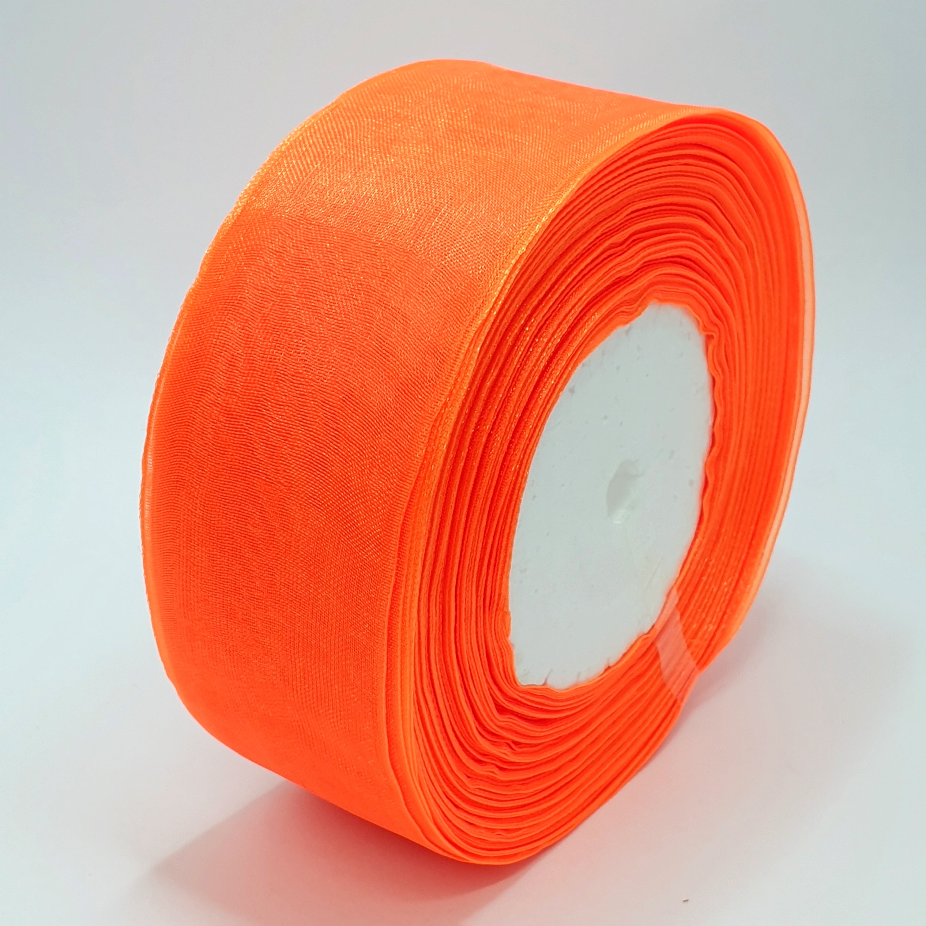 MajorCrafts 40mm 45metres Bright Orange Sheer Organza Fabric Ribbon Roll R1023