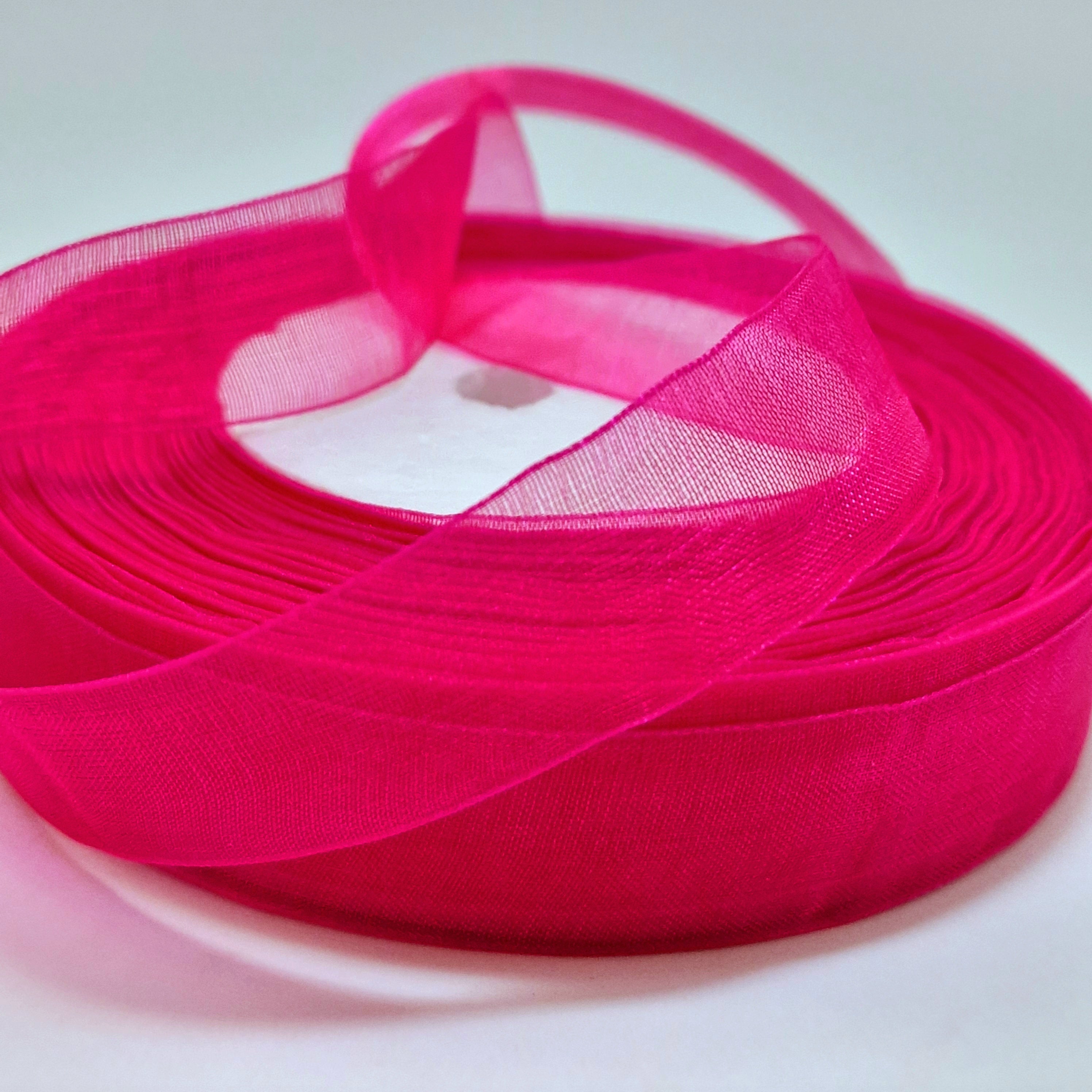 MajorCrafts 20mm 45metres Dark Pink Sheer Organza Fabric Ribbon Roll R1028