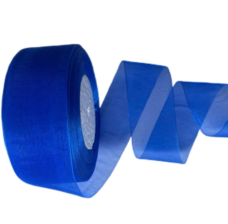 MajorCrafts 40mm 45metres Royal Blue Sheer Organza Fabric Ribbon Roll R1040