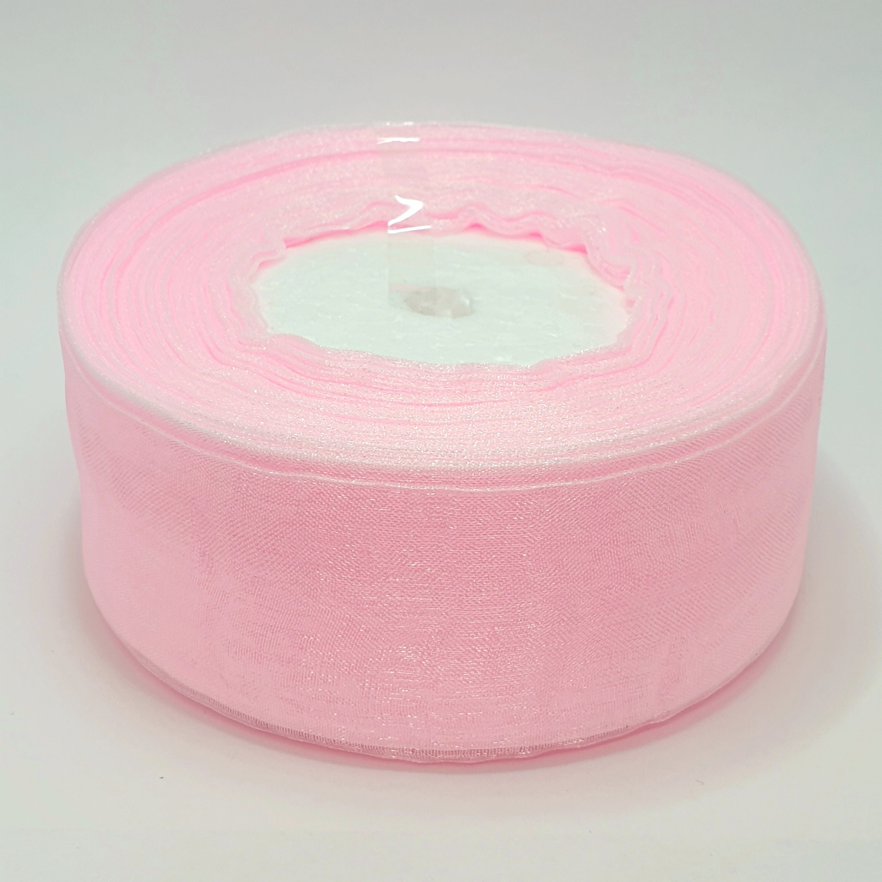 MajorCrafts 40mm 45metres Pale Pink Sheer Organza Fabric Ribbon Roll R1043