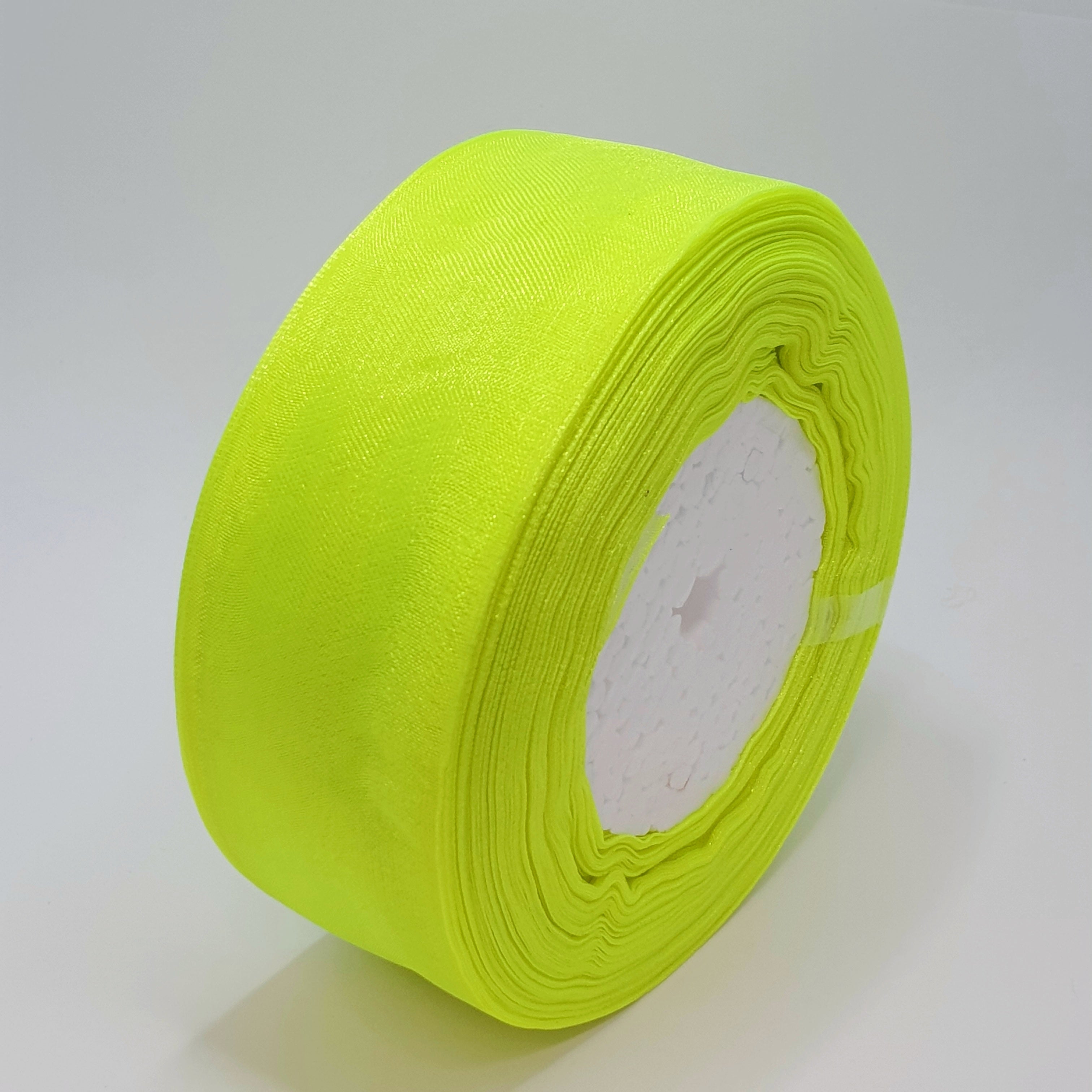 MajorCrafts 40mm 45metres Electric Yellow Sheer Organza Fabric Ribbon Roll R1058