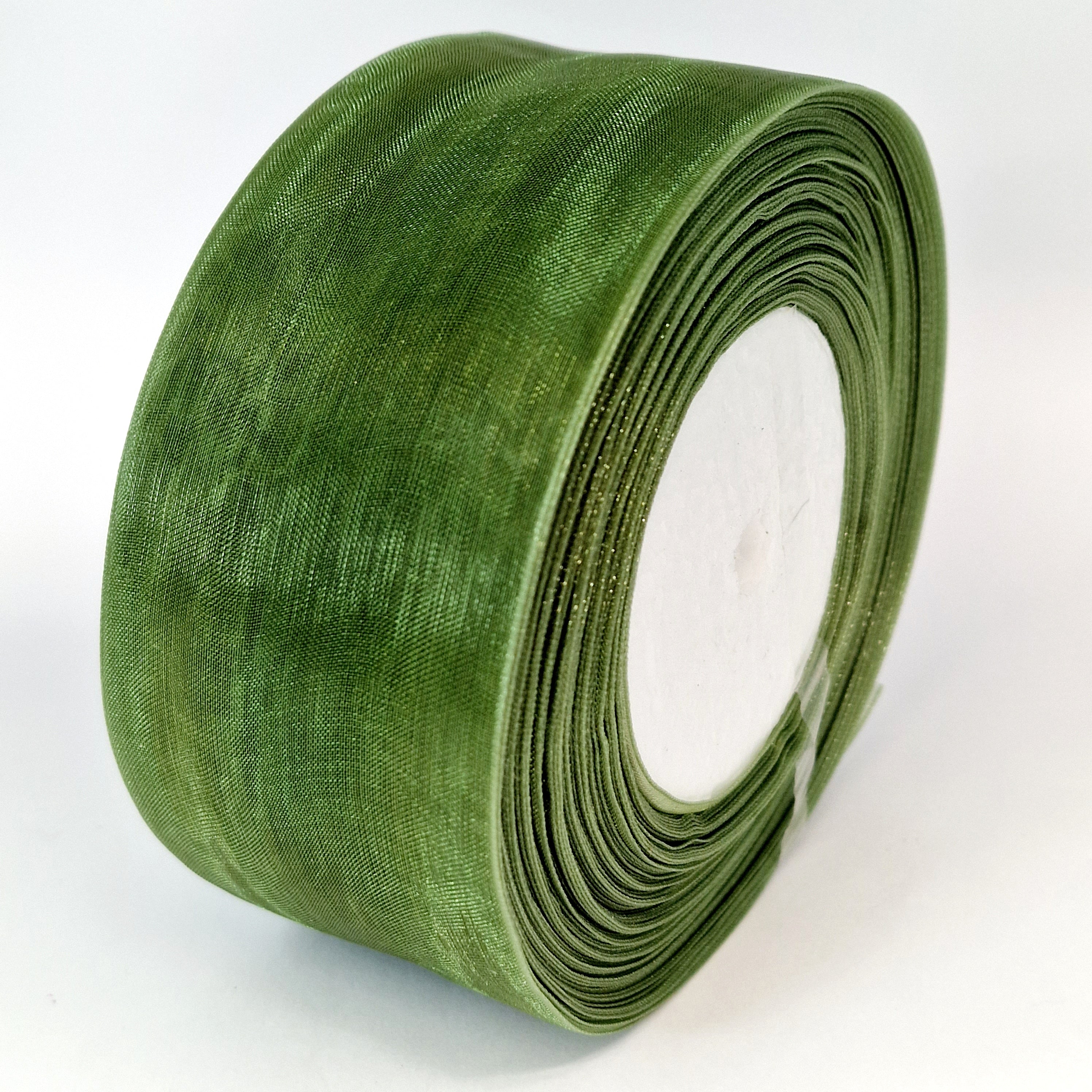 MajorCrafts 40mm 45metres Olive Green Sheer Organza Fabric Ribbon Roll R1061