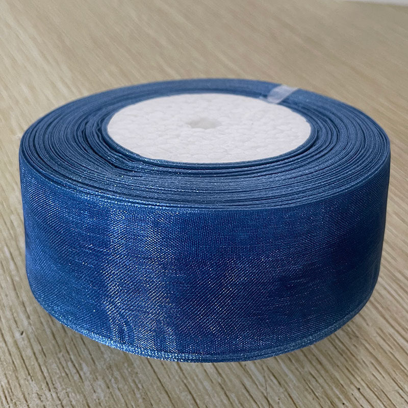 MajorCrafts 40mm 45metres Washed Blue Sheer Organza Fabric Ribbon Roll R1070