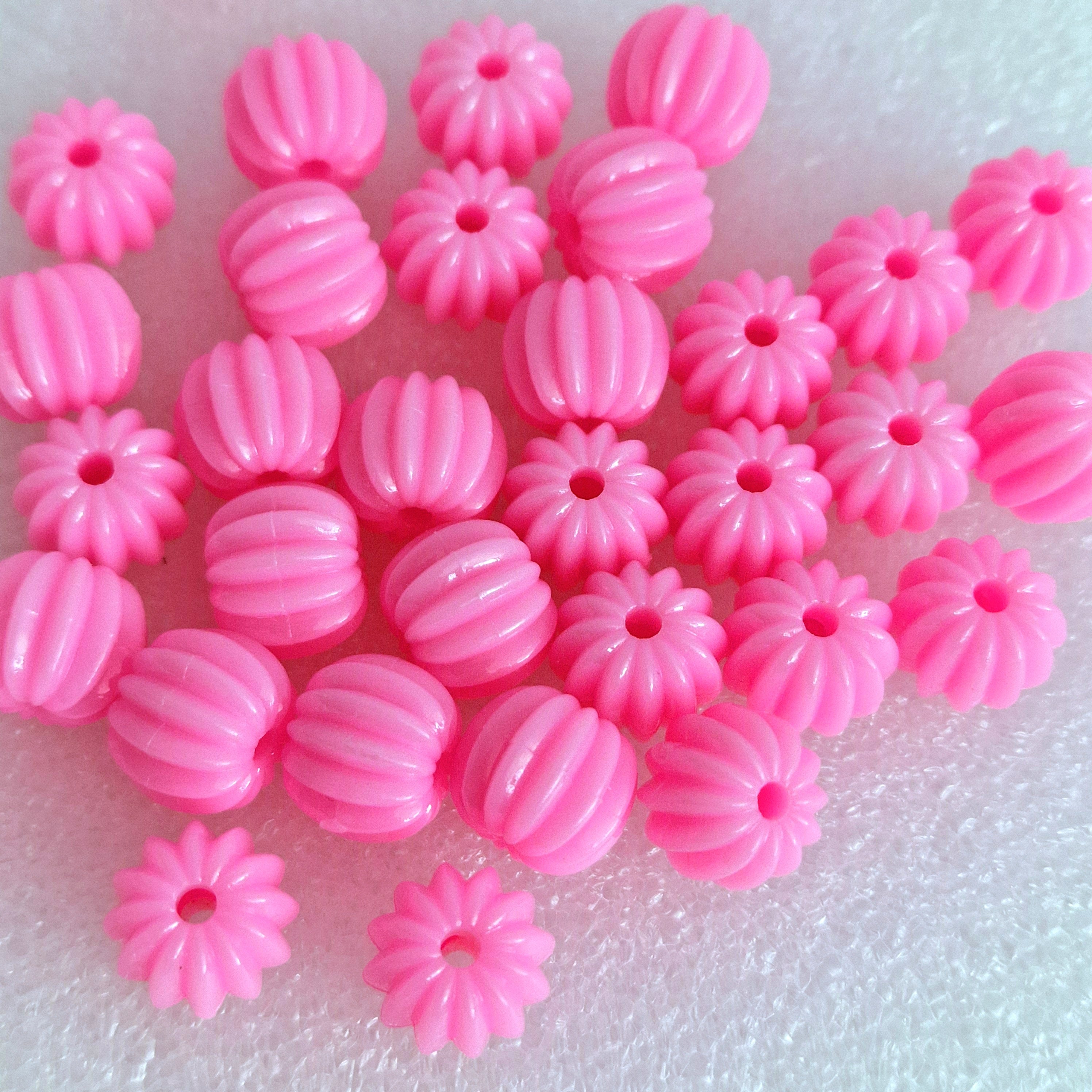 MajorCrafts 48pcs 10mm Rose Pink Round Pumpkin Resin Beads