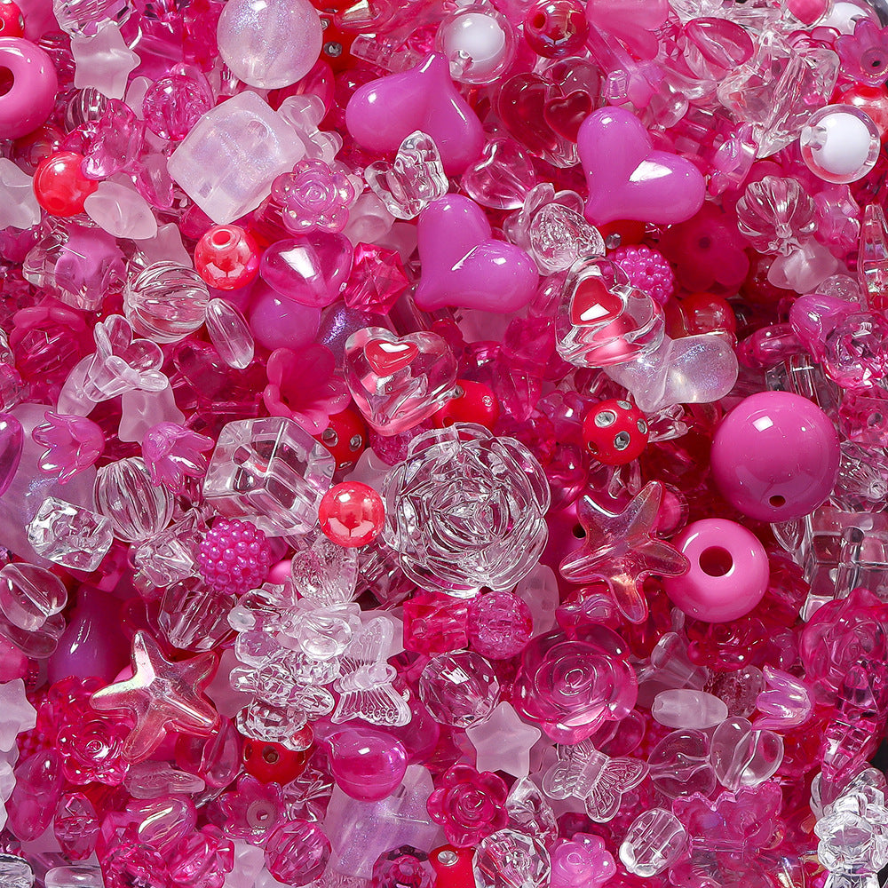 MajorCrafts 50g Rose Pink Theme Mixed Shapes & Sizes Acrylic Beads