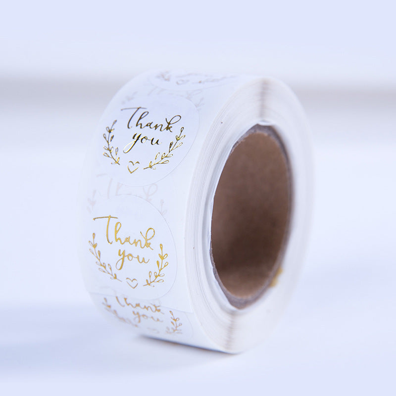 MajorCrafts 500x Labels 2.5cm 1" White & Gold 'Thank you' Printed Round Sticker Labels V103