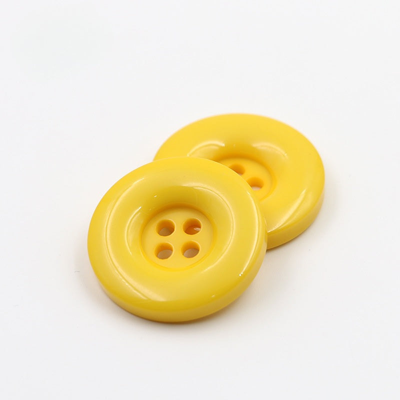 MajorCrafts 48pcs 15mm Yellow 4 Holes Thick Edge Round Resin Sewing Buttons