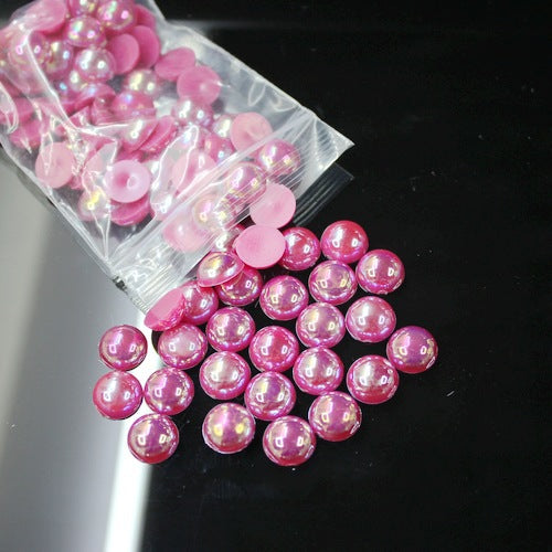 MajorCrafts Dark Pink AB Flat Back Half Round Resin Pearls C10