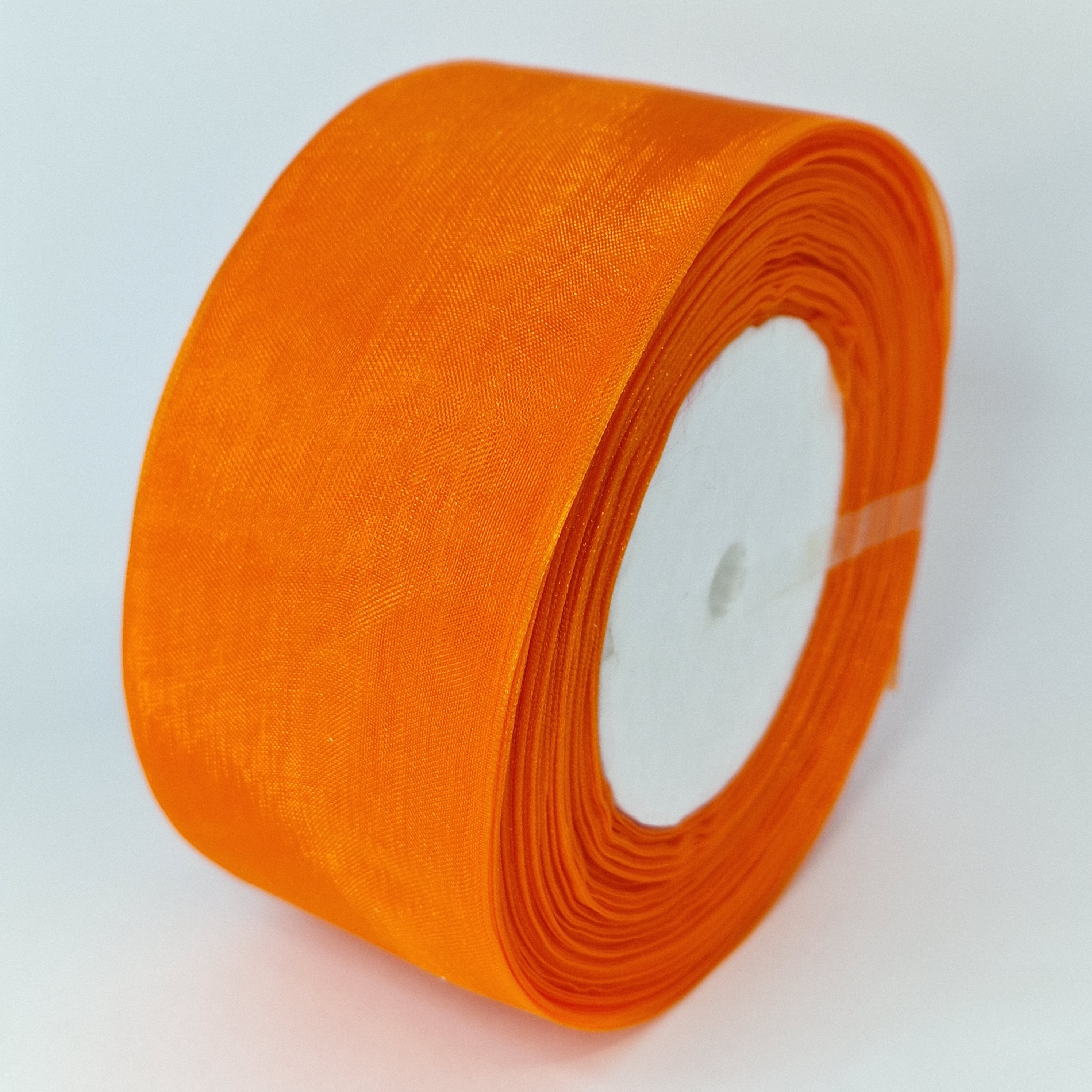 MajorCrafts 50mm 45metres Sheer Organza Fabric Ribbon Roll Orange Shade R1025