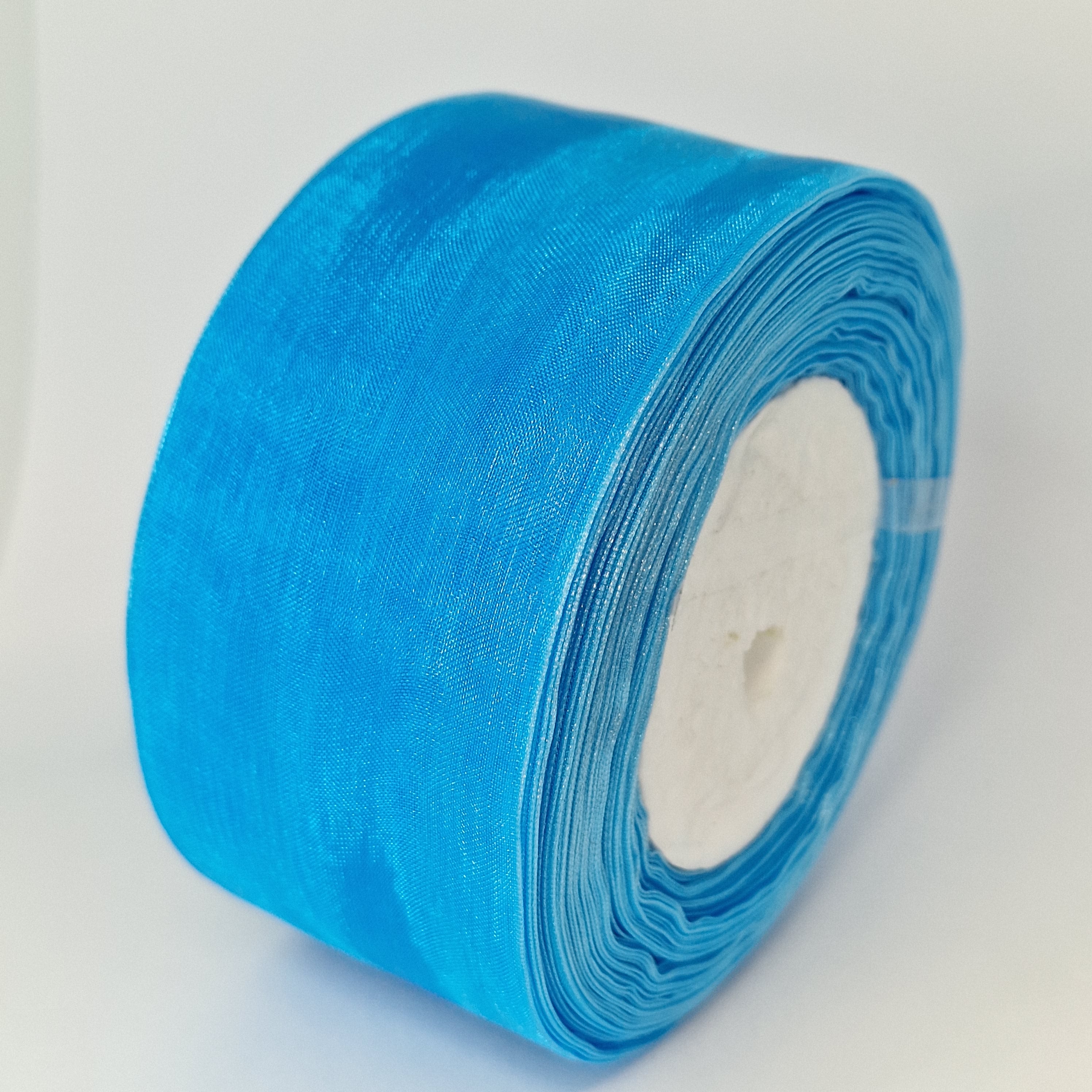 MajorCrafts 50mm 45metres Sheer Organza Fabric Ribbon Roll Blue Shade R1070