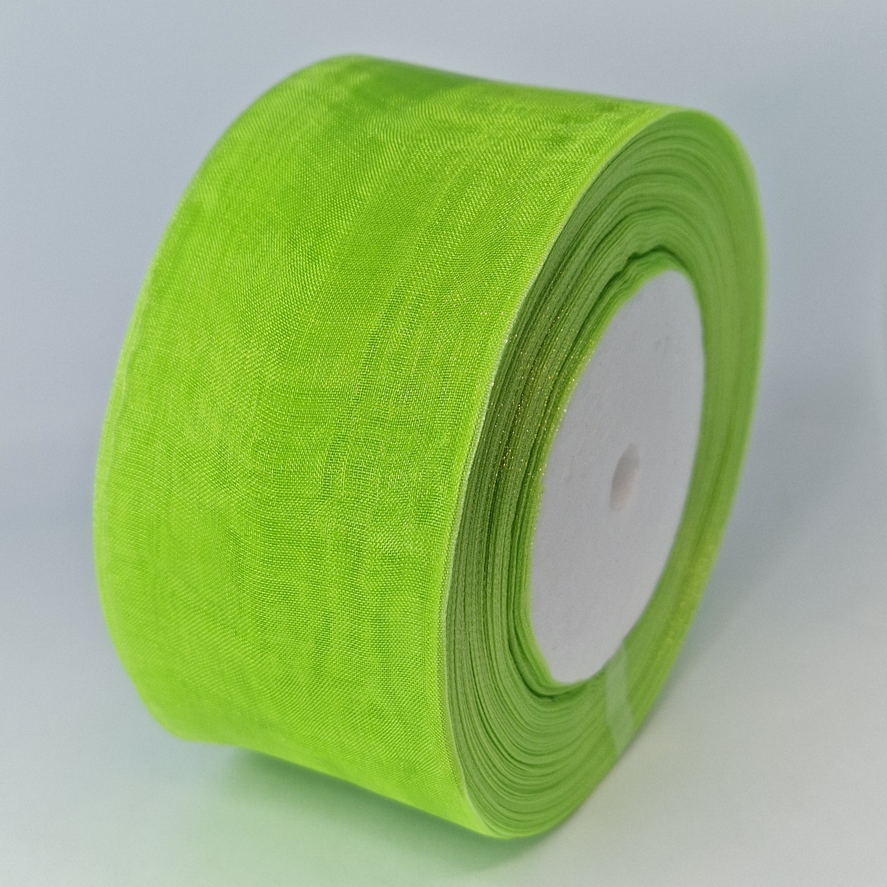 MajorCrafts 50mm 45metres Sheer Organza Fabric Ribbon Roll Light Green Shade R1126