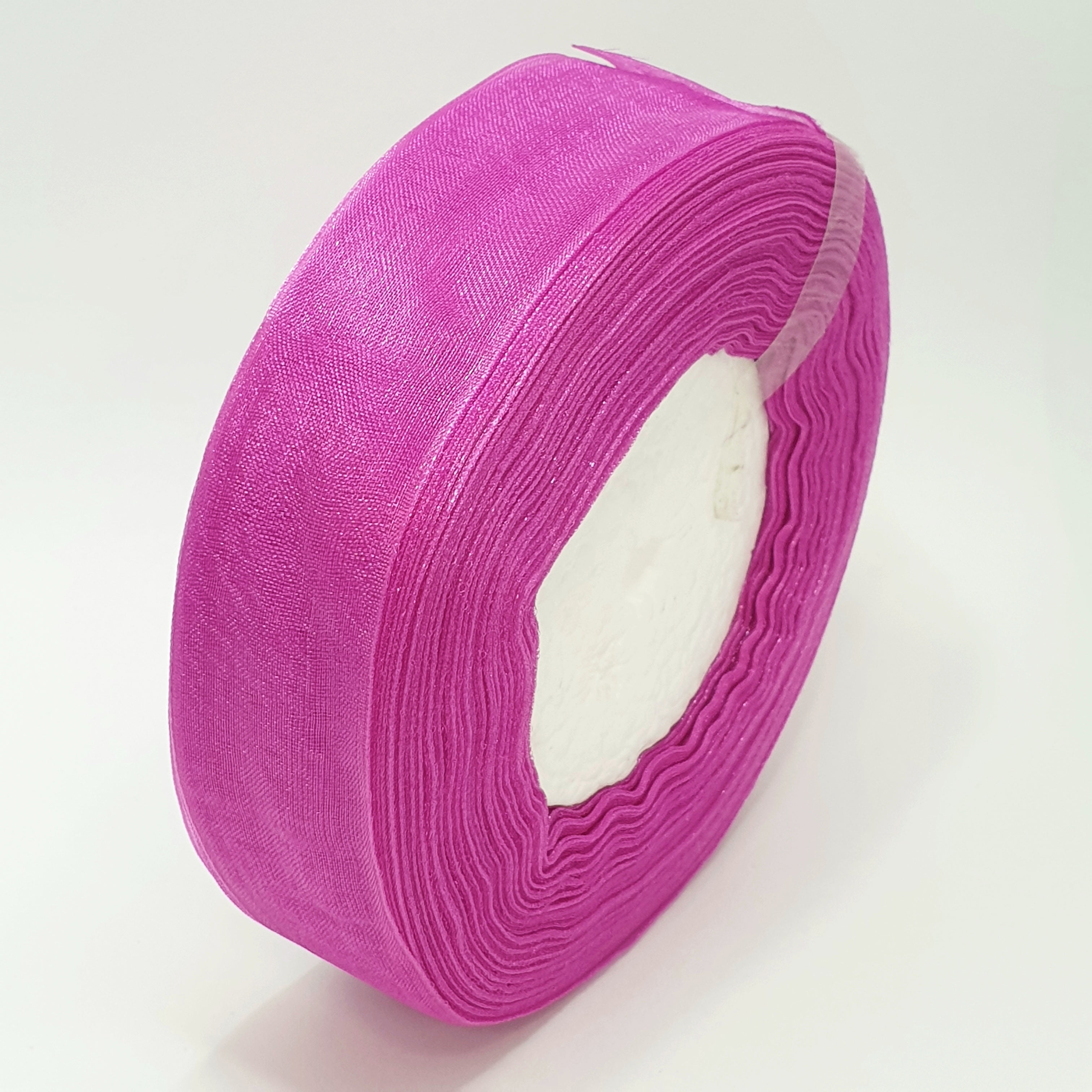MajorCrafts 25mm 45metres Sheer Organza Fabric Ribbon Roll Pink Shade R1169
