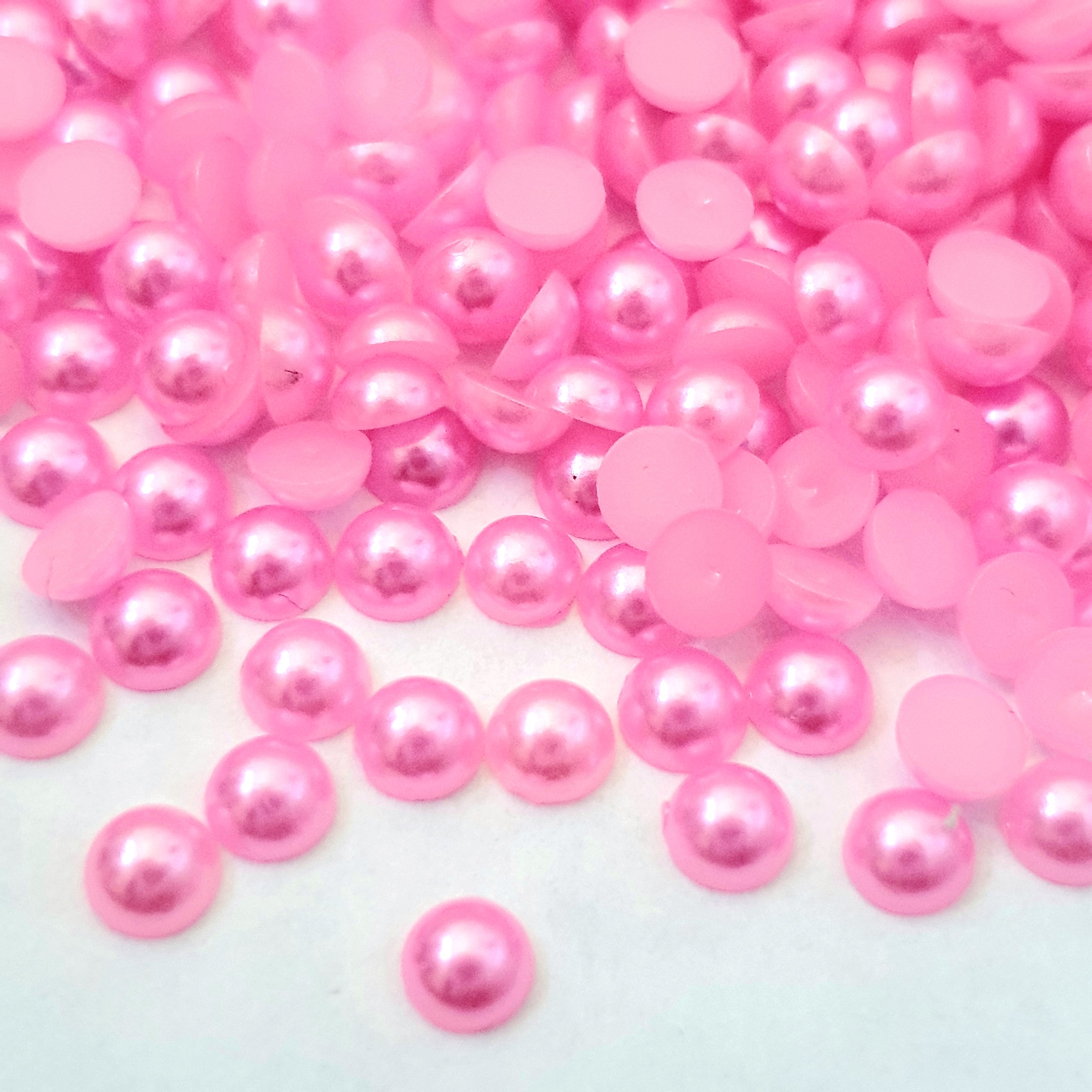 MajorCrafts Rose Pink Flat Back Half Round Resin Embellishment Pearls C22