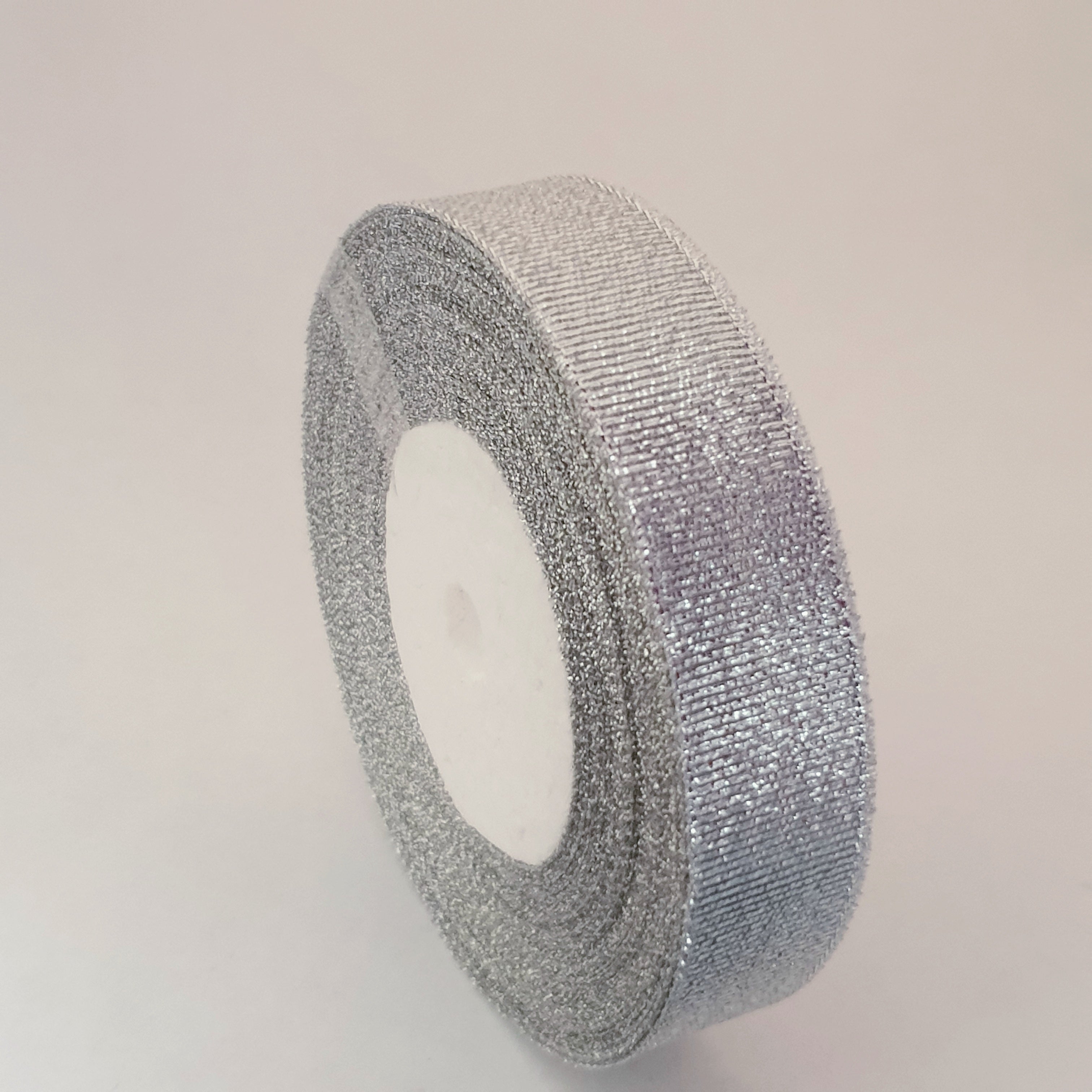 MajorCrafts 20mm 22metres Silver Shimmer Glitter Single Sided Sheer Organza Fabric Ribbon Roll