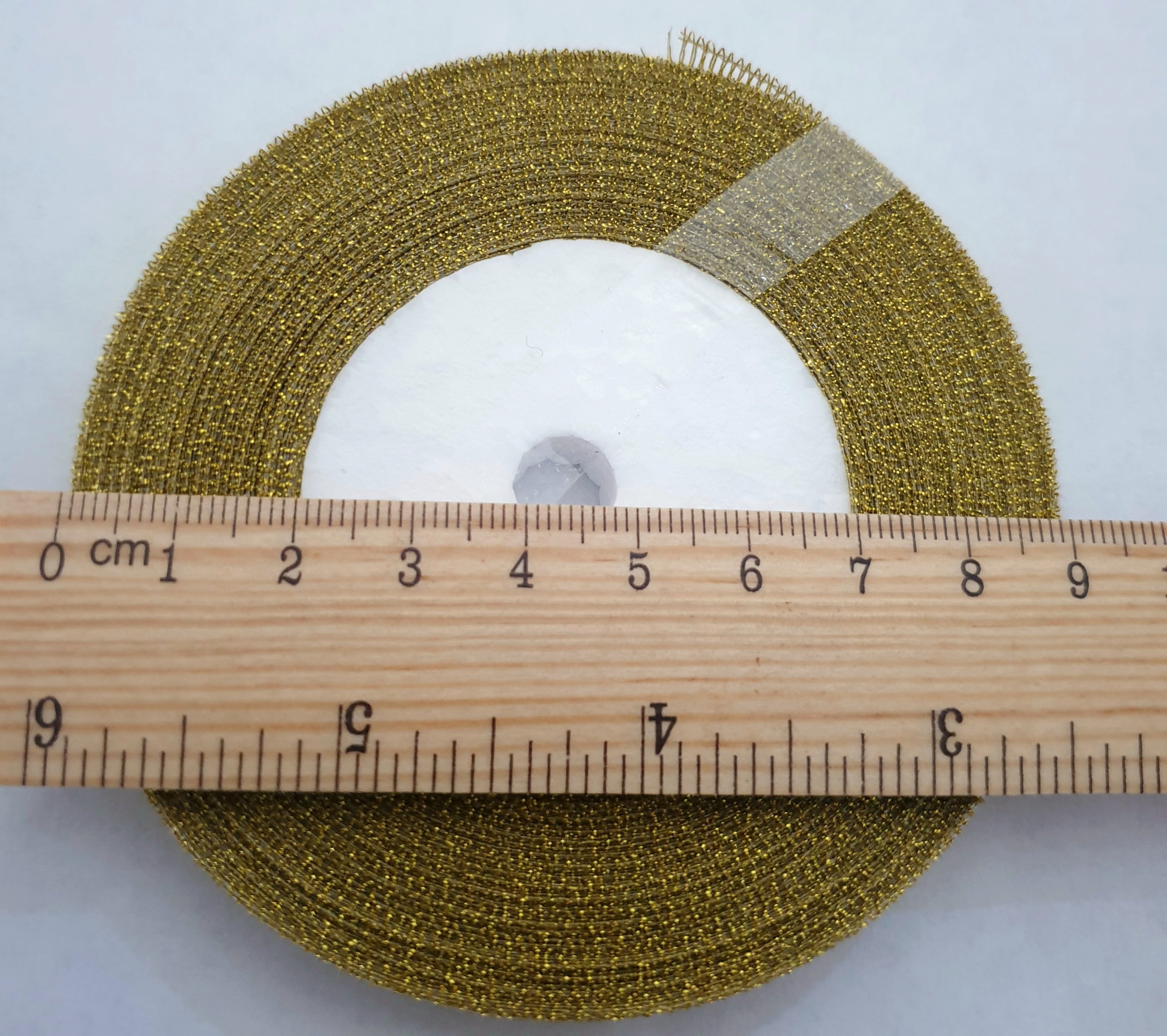 MajorCrafts 10mm 22metres Gold Shimmer Glitter Single Sided Sheer Organza Fabric Ribbon Roll