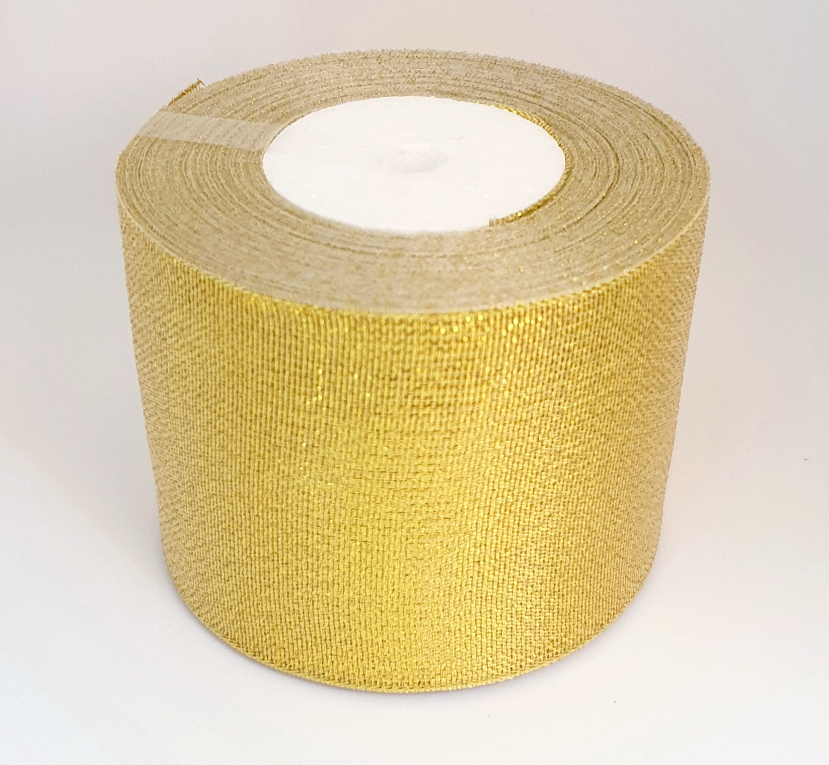 MajorCrafts 10cm wide 22metres Gold Shimmer Glitter Single Sided Sheer Organza Fabric Ribbon Roll