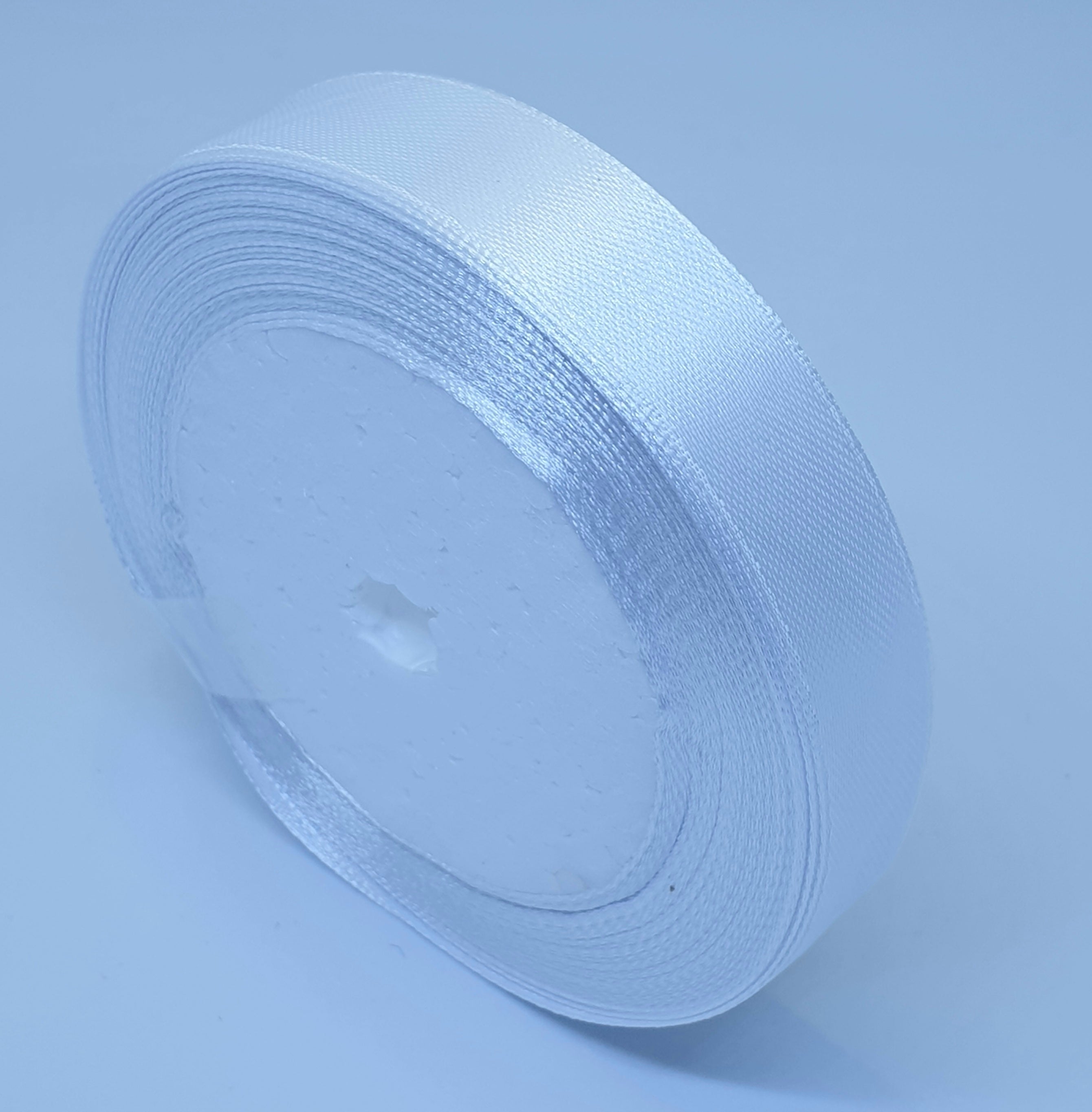 MajorCrafts 15mm 22metres White Single Sided Satin Fabric Ribbon Roll R01