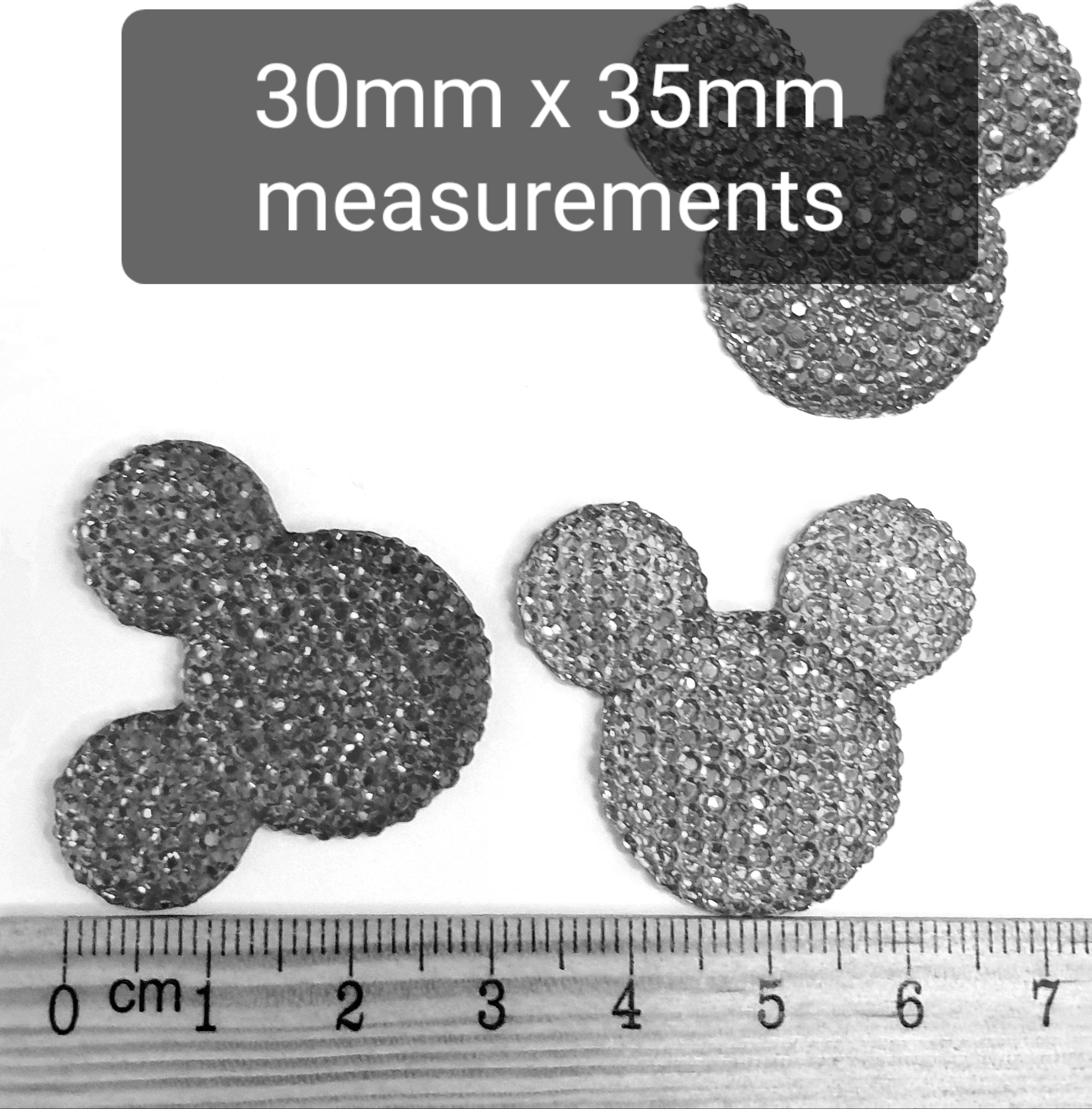 MajorCrafts 8pcs 30mm x 35mm Crystal AB Flat Back Large Resin Mouse Head Glitter Rhinestones M31