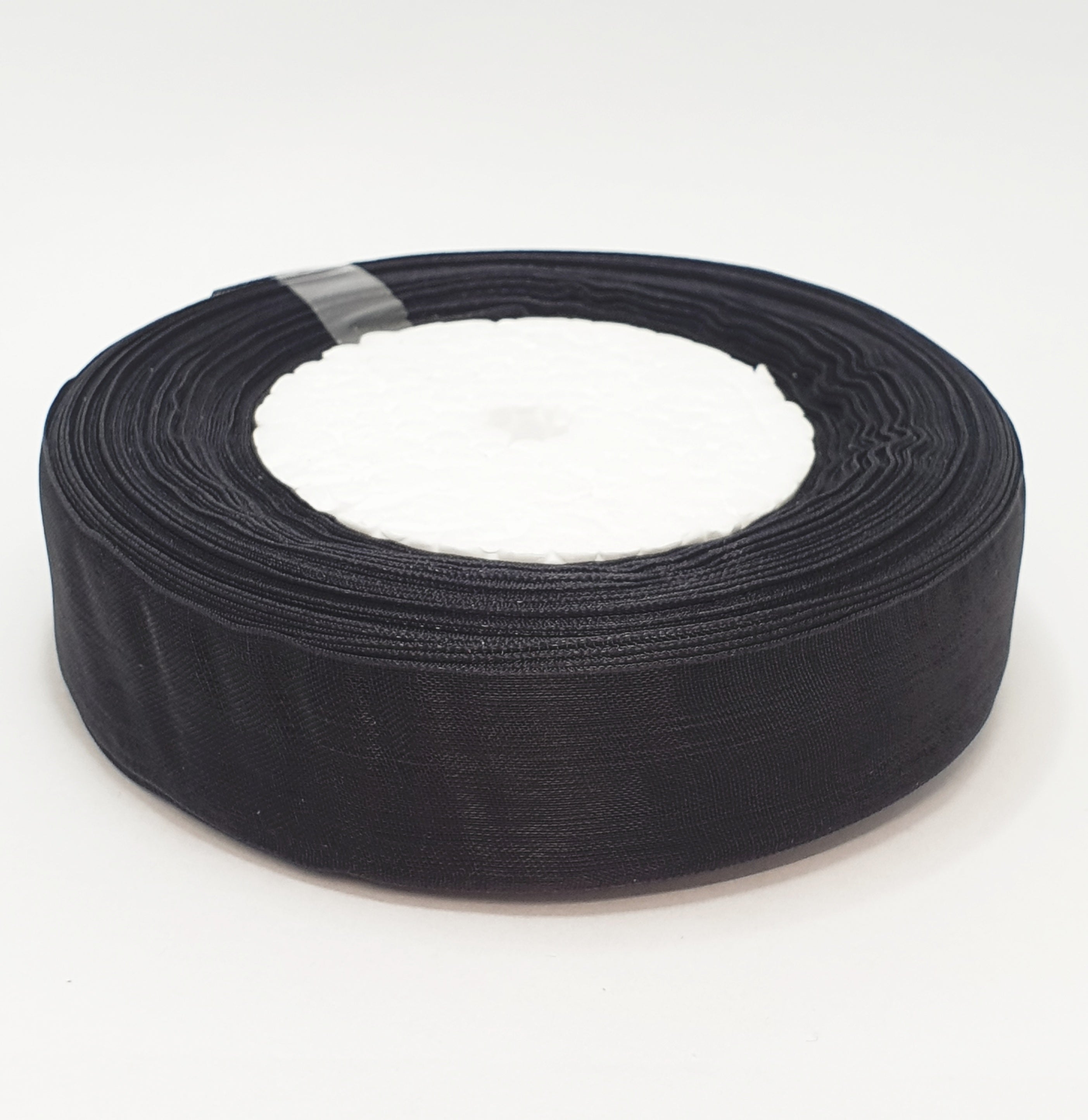 MajorCrafts 25mm 45metres Black Sheer Organza Fabric Ribbon Roll R1039