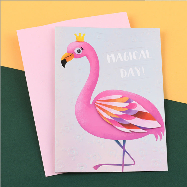 MajorCrafts 1pc Pink Bird 19cm x 13cm Kids Birthday Greeting Card + Envelope