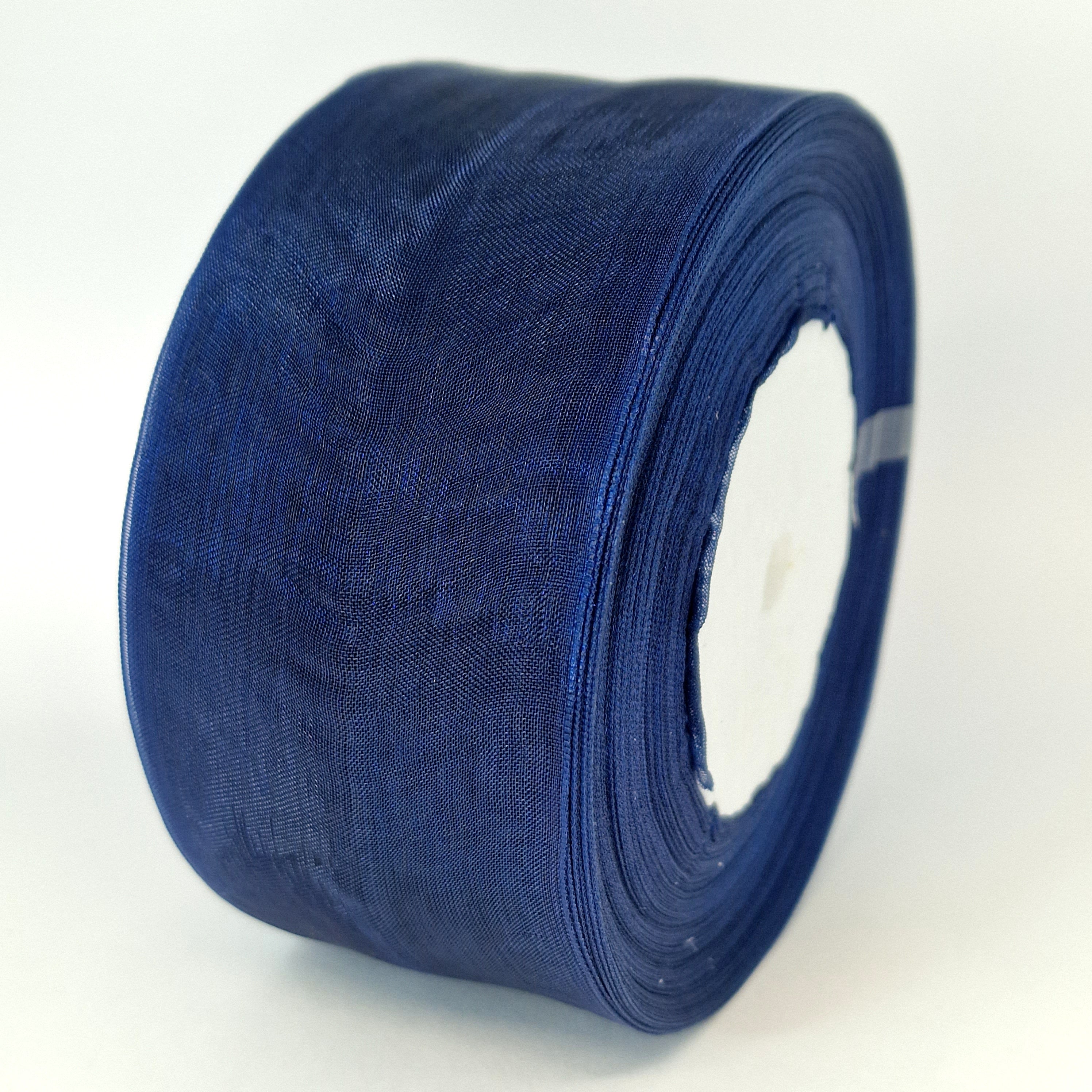 MajorCrafts 50mm 45metres Sheer Organza Fabric Ribbon Roll Dark Blue Shade K19