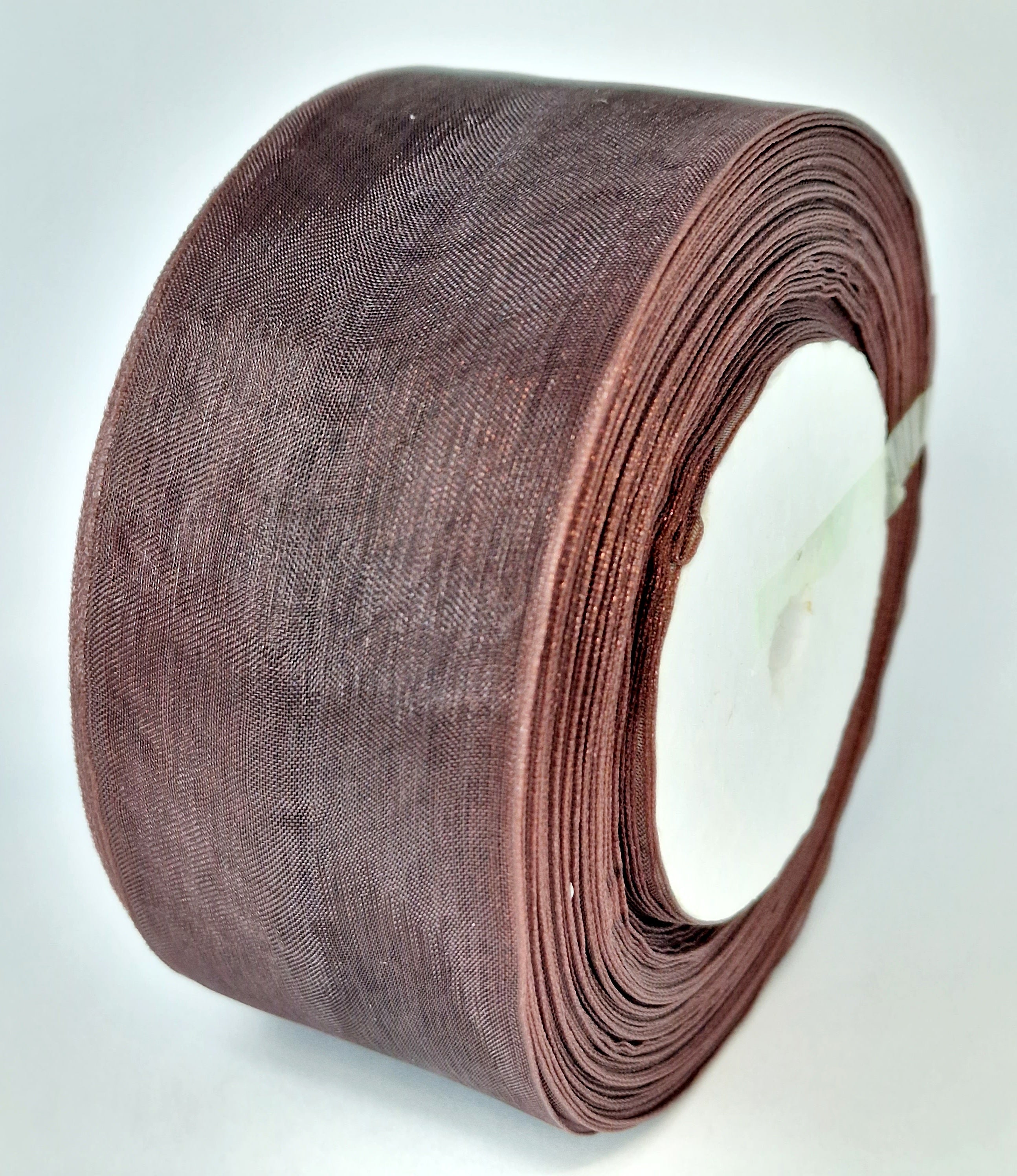 MajorCrafts 50mm 45metres Sheer Organza Fabric Ribbon Roll Dark Brown BK20