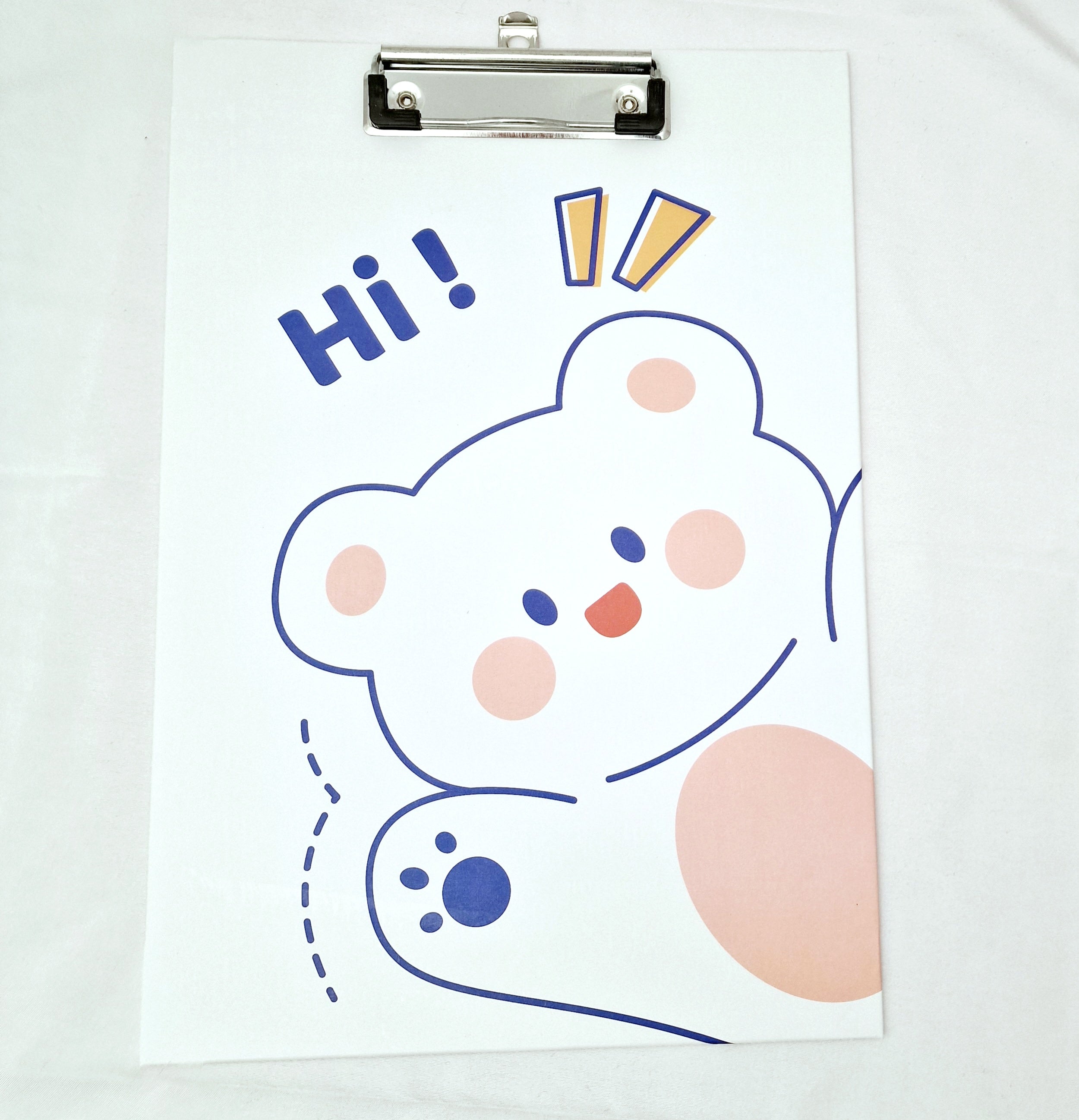 MajorCrafts Blue & White Bear Printed Kawaii themed A4 Clipboard