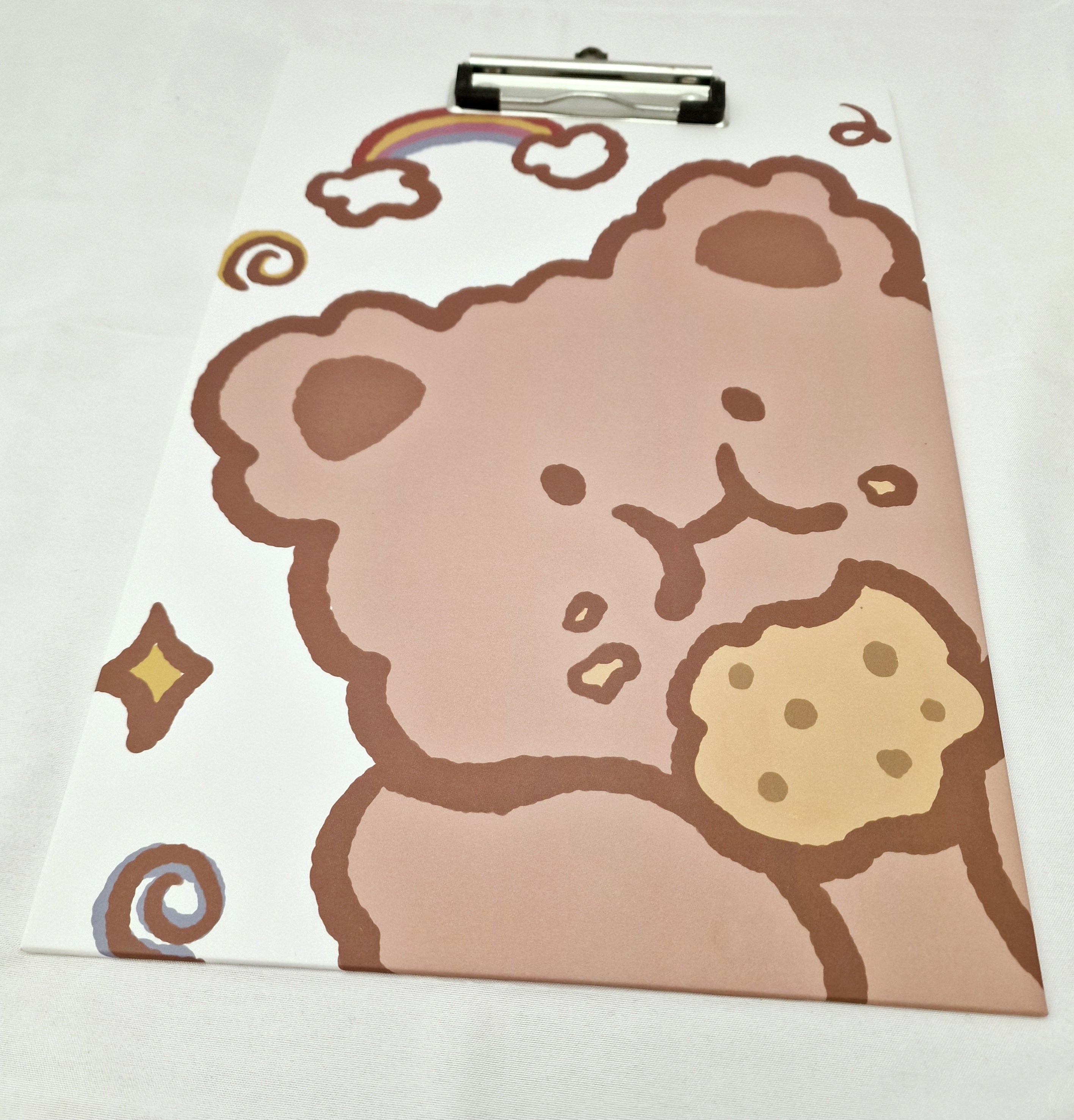 MajorCrafts White & Brown Bear Printed Kawaii themed A4 Clipboard
