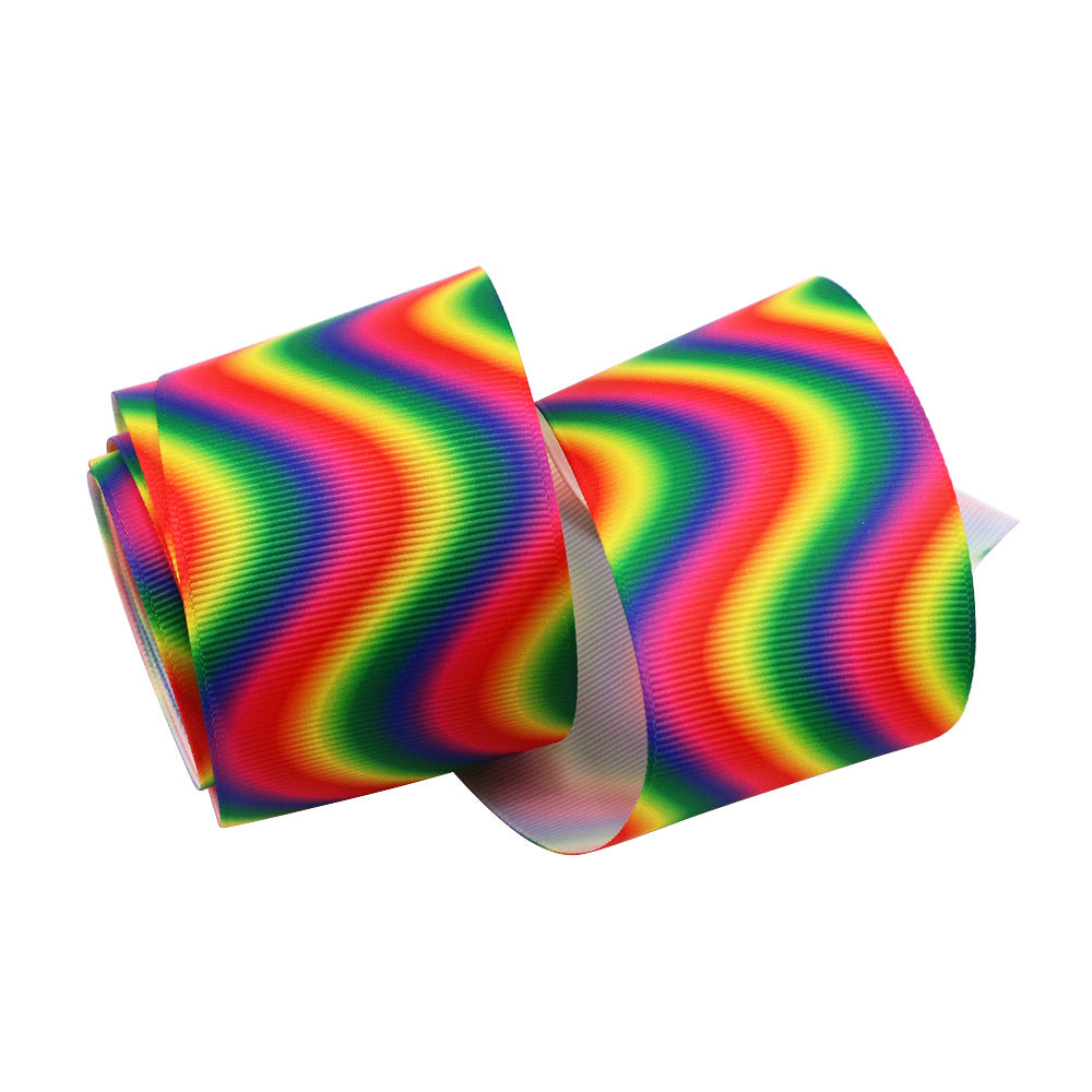 MajorCrafts 50mm 2meters Vivid Rainbow Multicoloured Gradient Grosgrain Fabric Ribbon