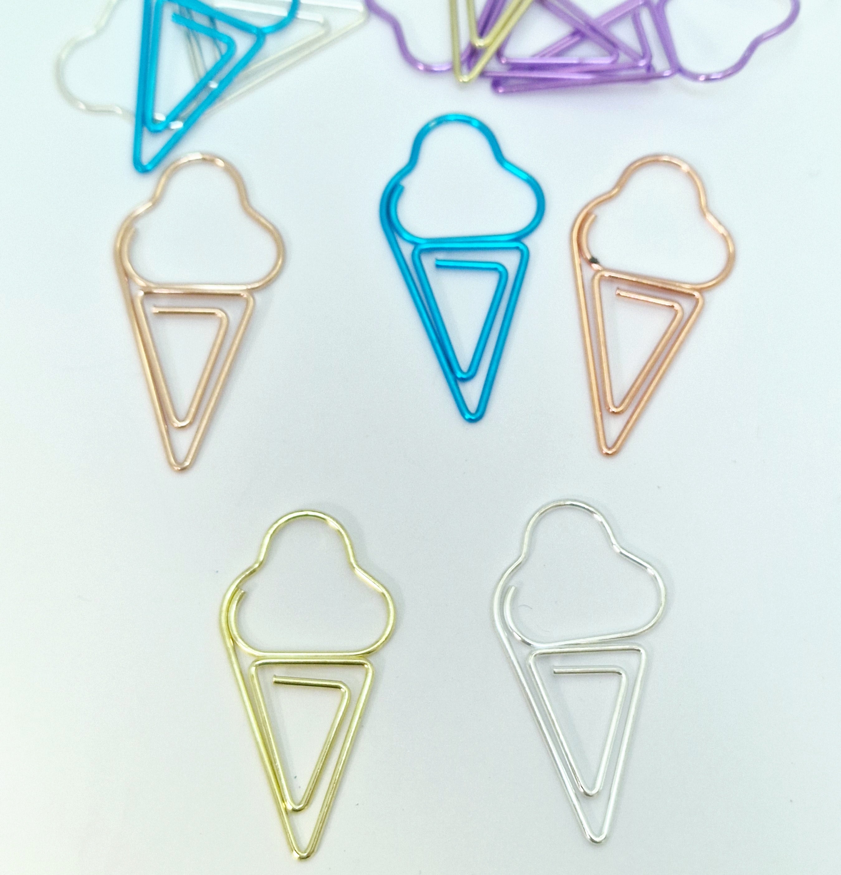 MajorCrafts 10pcs Mixed Colours Ice Cream Shaped Novelty Metal Paper Clips 37x19mm