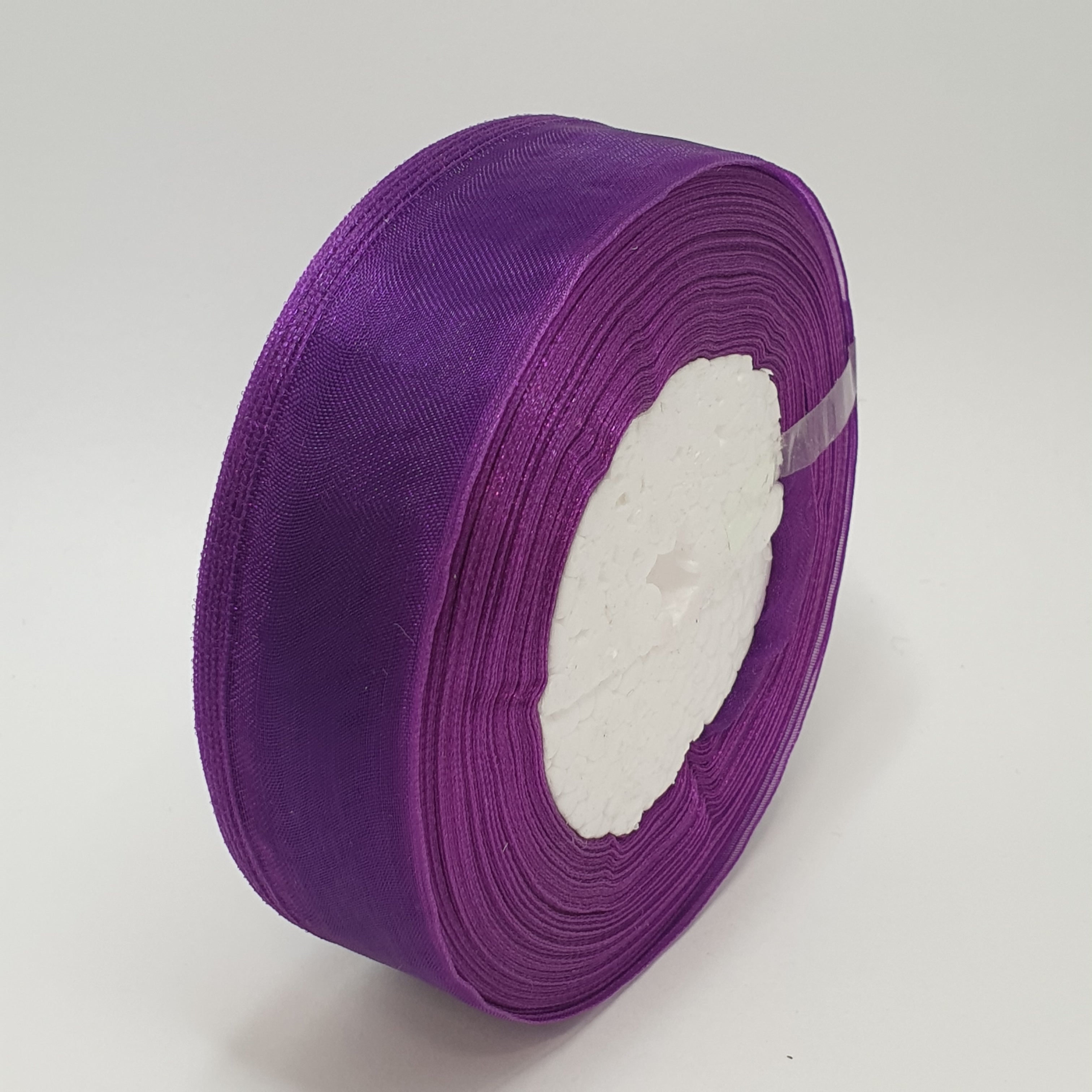 MajorCrafts 25mm 45metres Deep Purple Sheer Organza Fabric Ribbon Roll R1035